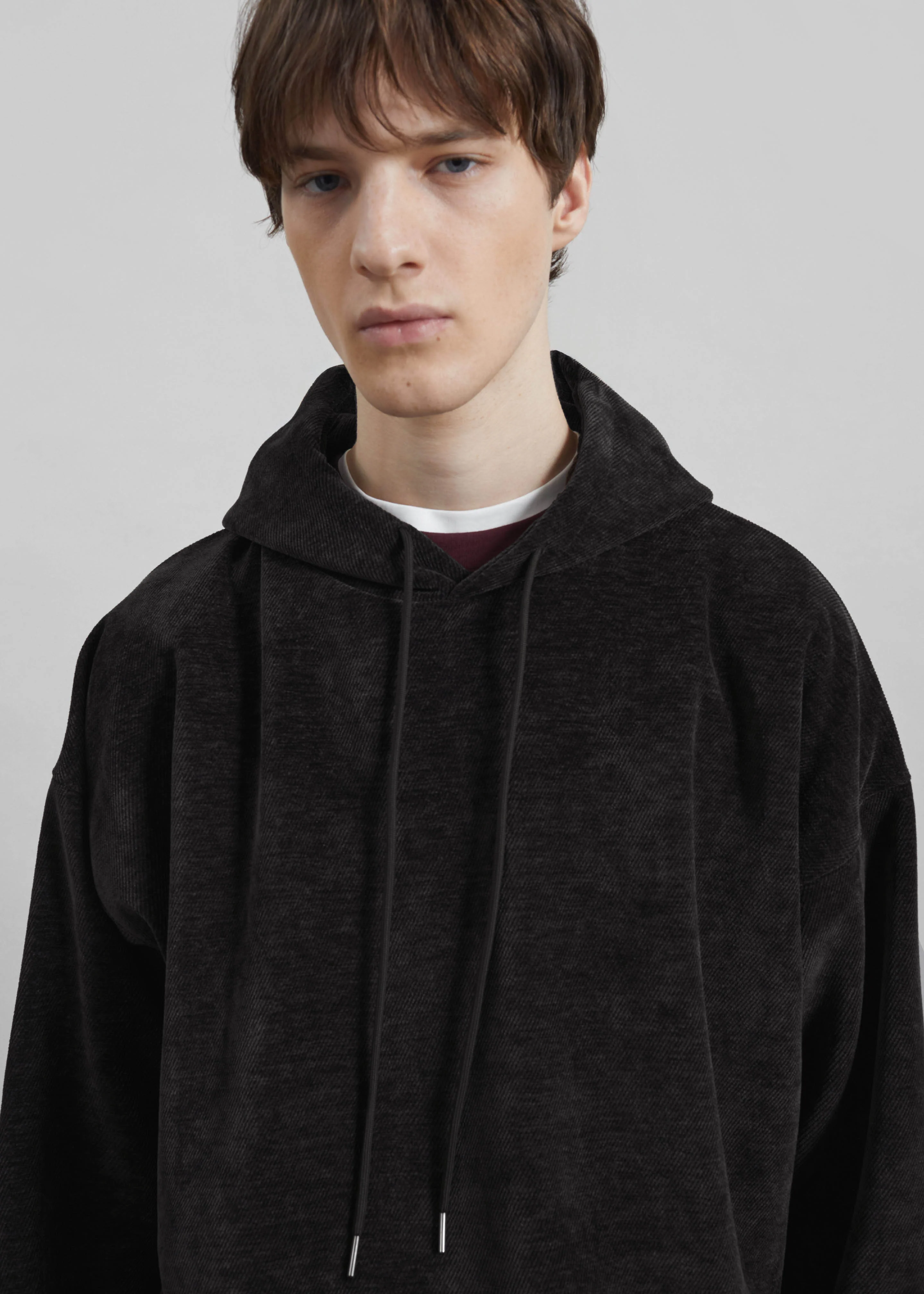 Caleb Velvet Hoodie - Black - Image 2