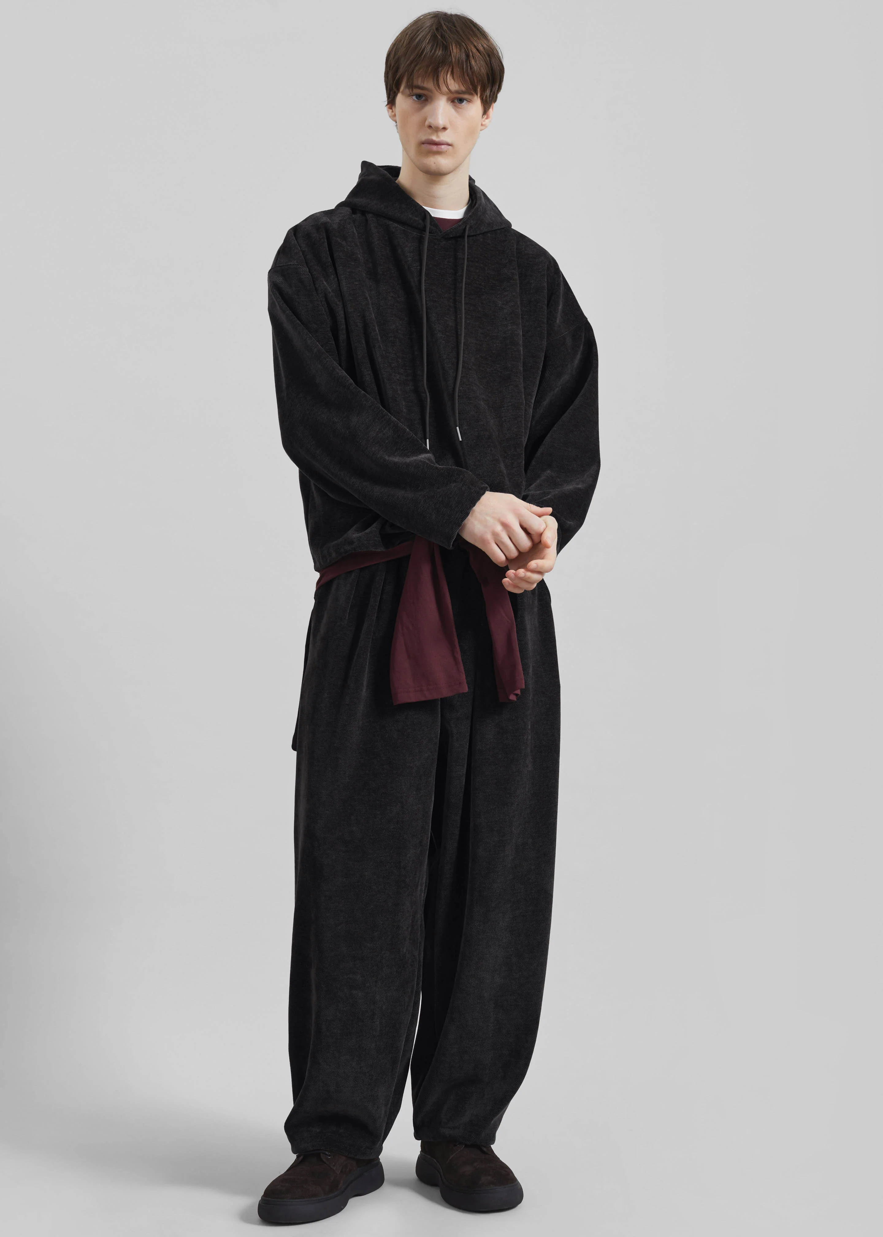 Caleb Velvet Hoodie - Black - Image 3