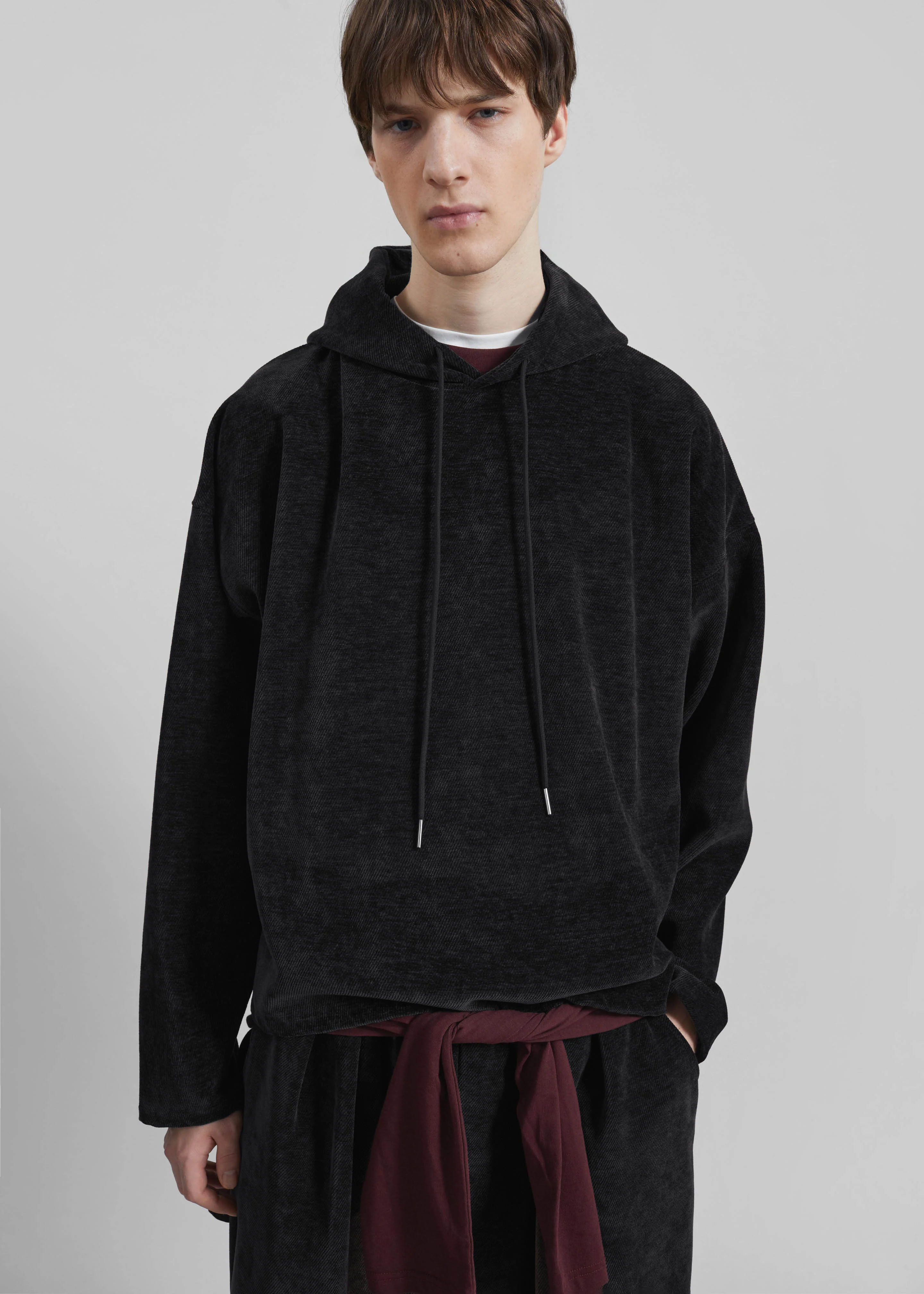 Caleb Velvet Hoodie - Black - Image 4