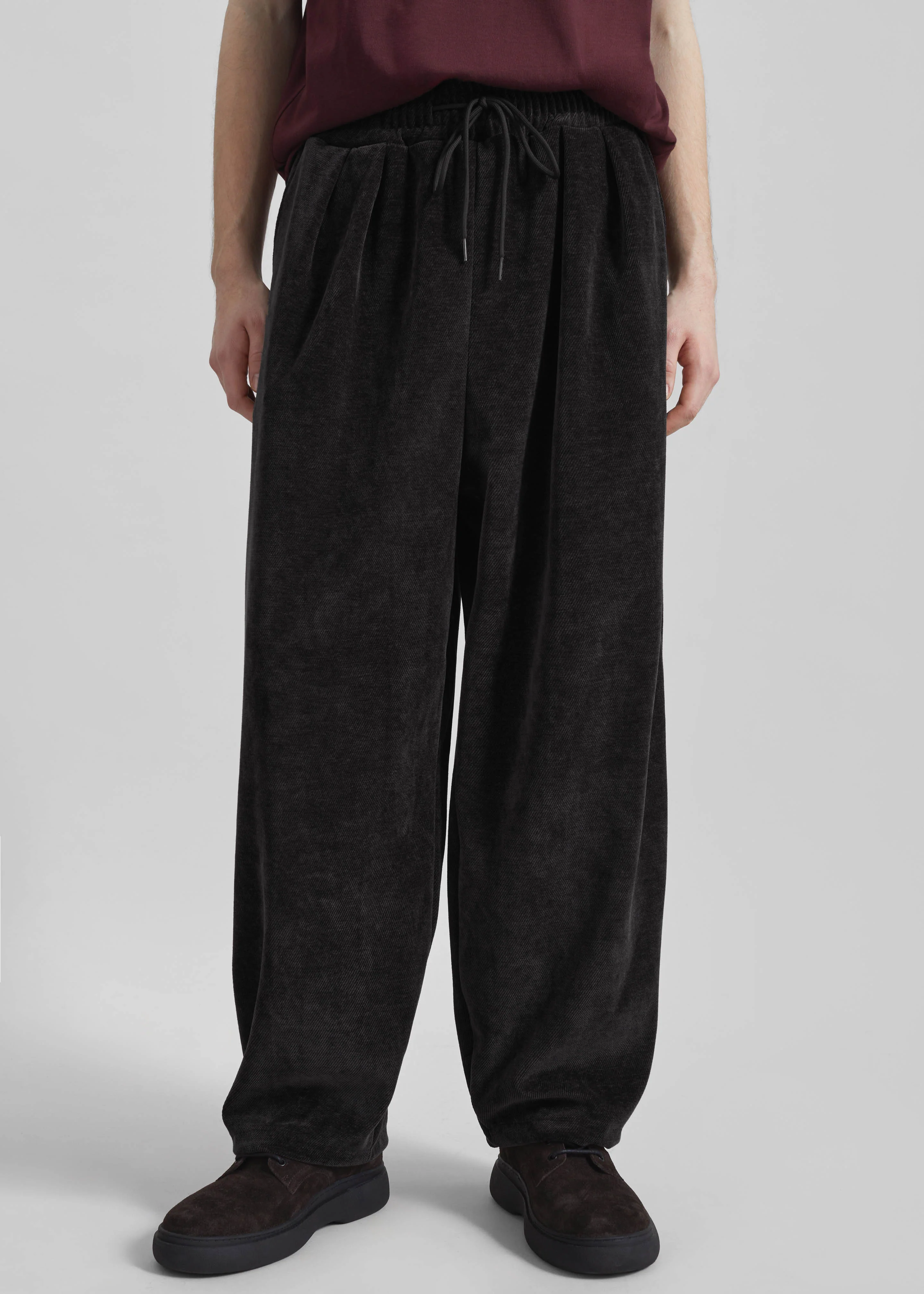 Caleb Velvet Joggers - Black