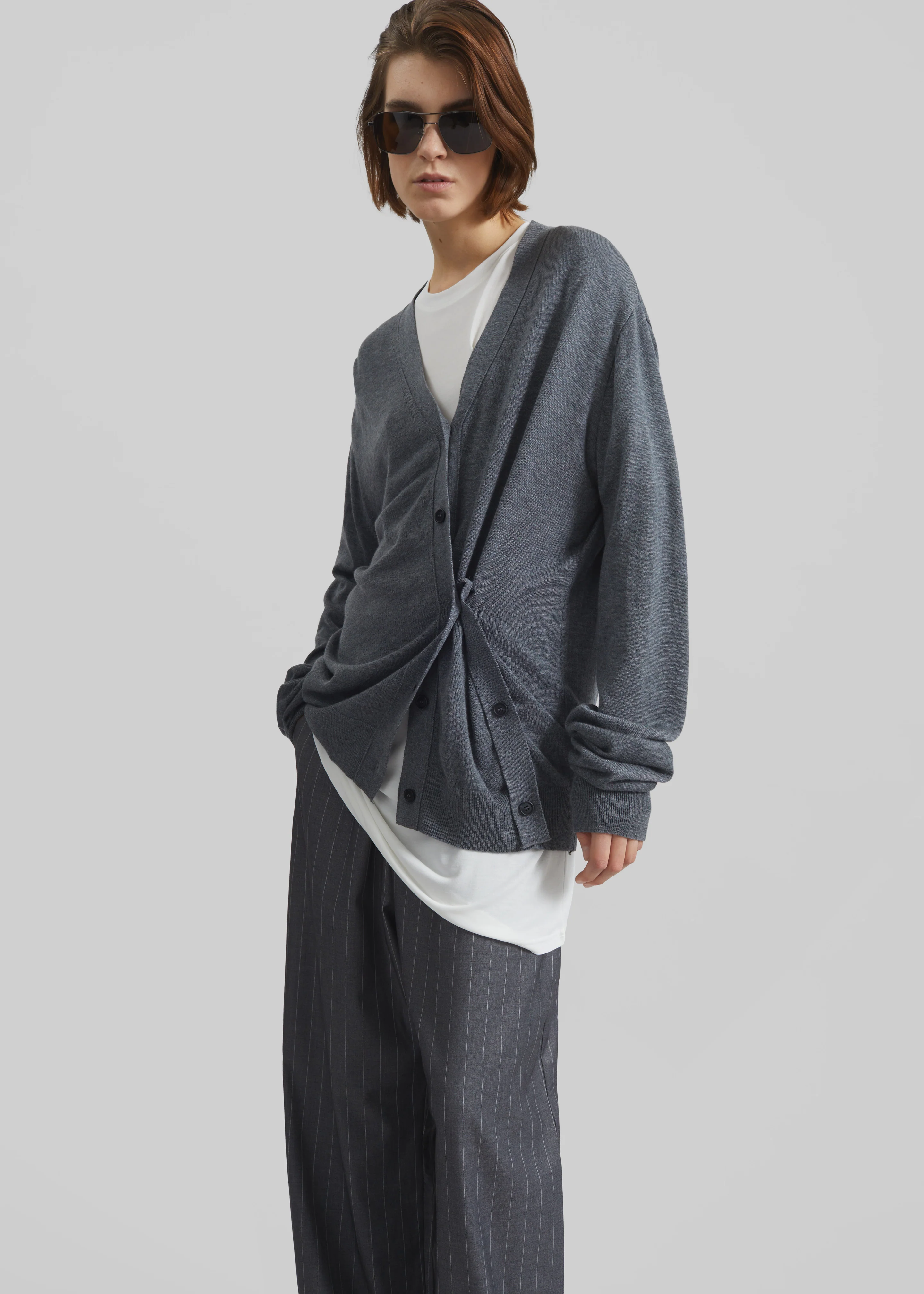 Calvane Two-Way Cardigan - Grey - Image 4