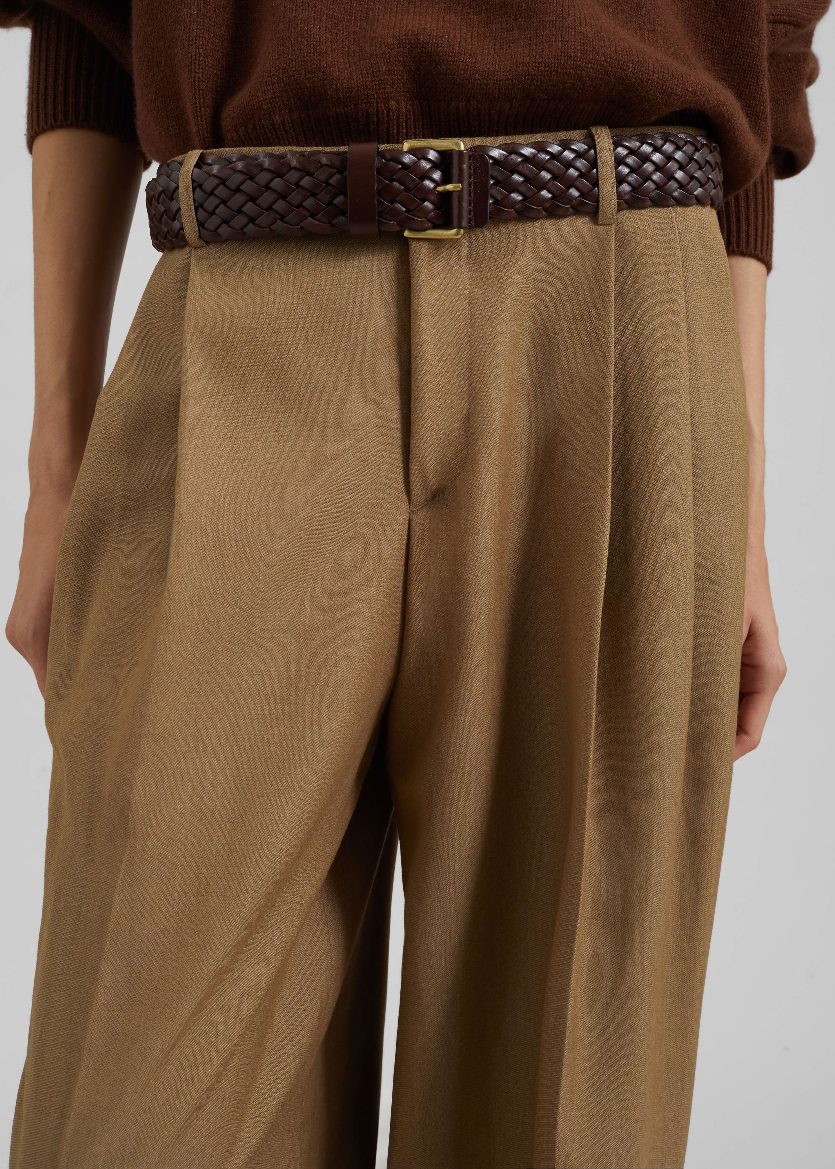 Canberra Pleated Trousers - Camel - Image 4
