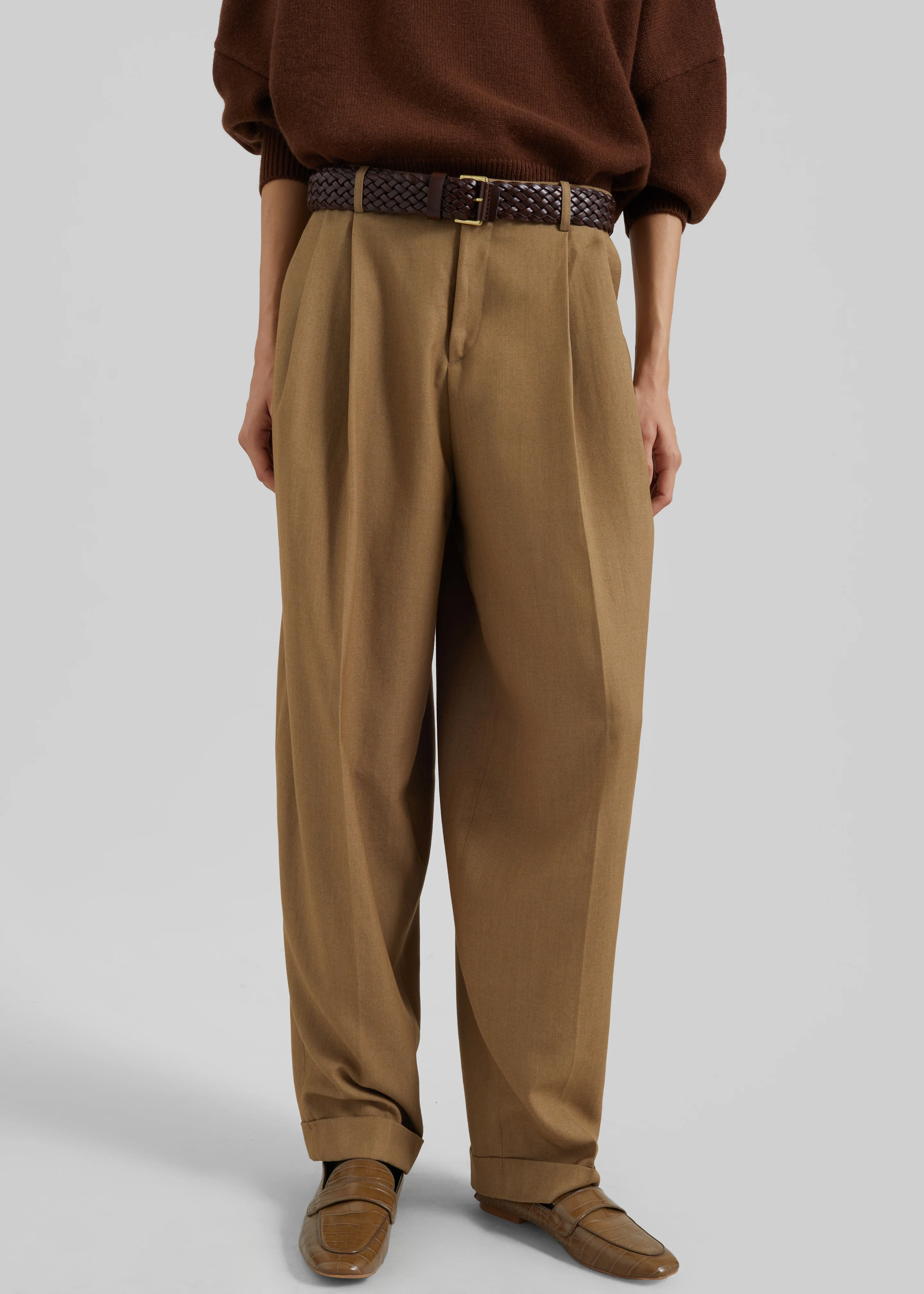 Canberra Pleated Trousers - Camel - Image 5