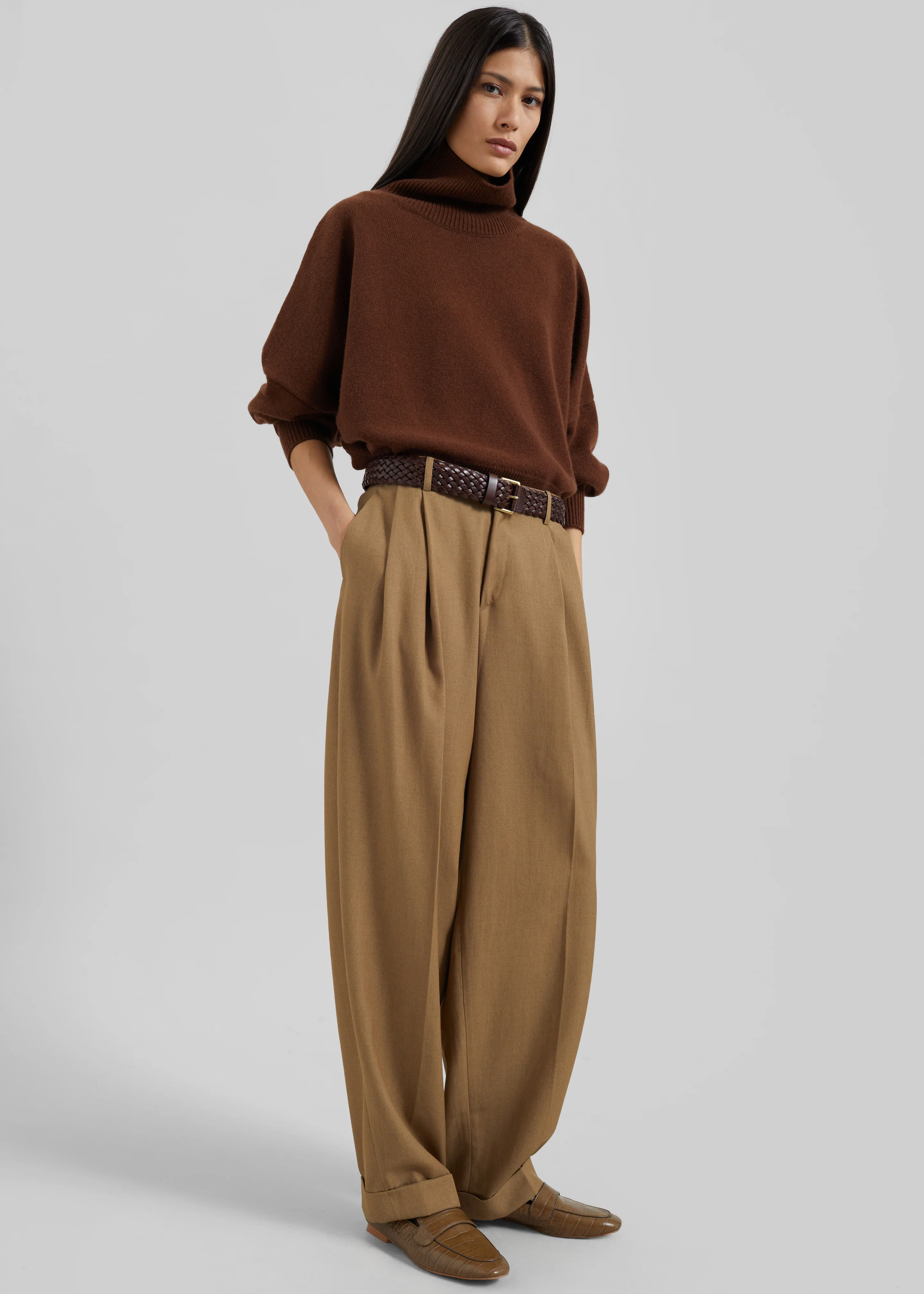 Canberra Pleated Trousers - Camel - Image 7