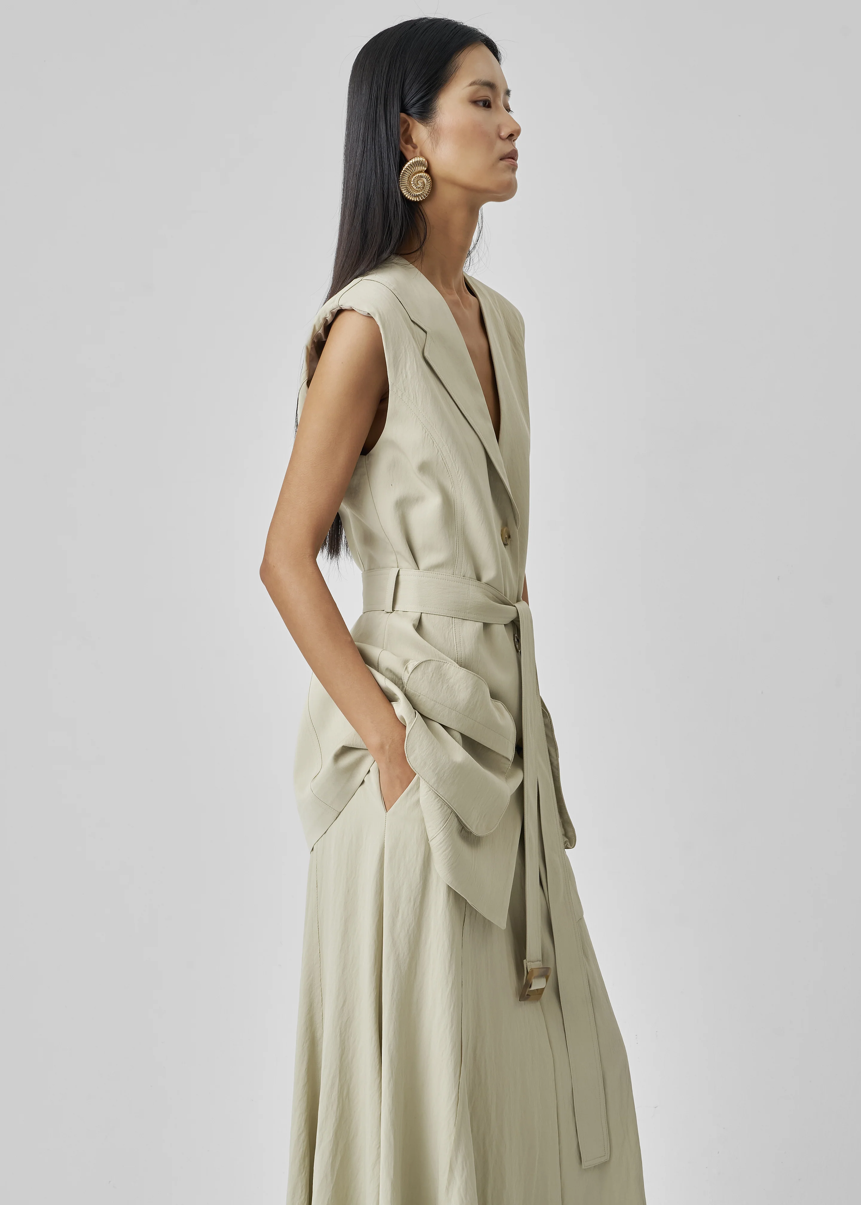Carral Belted Vest - Pale Green - Image 11