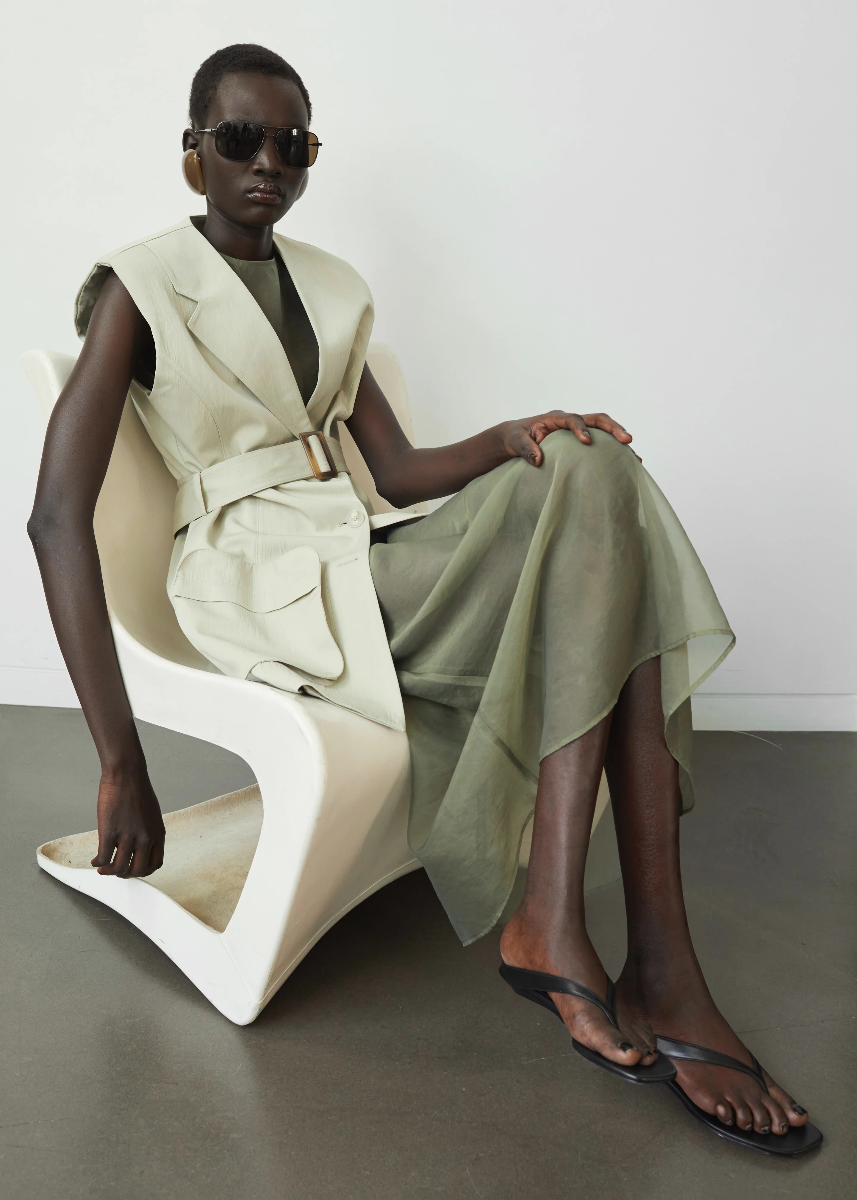 Carral Belted Vest - Pale Green - Image 6