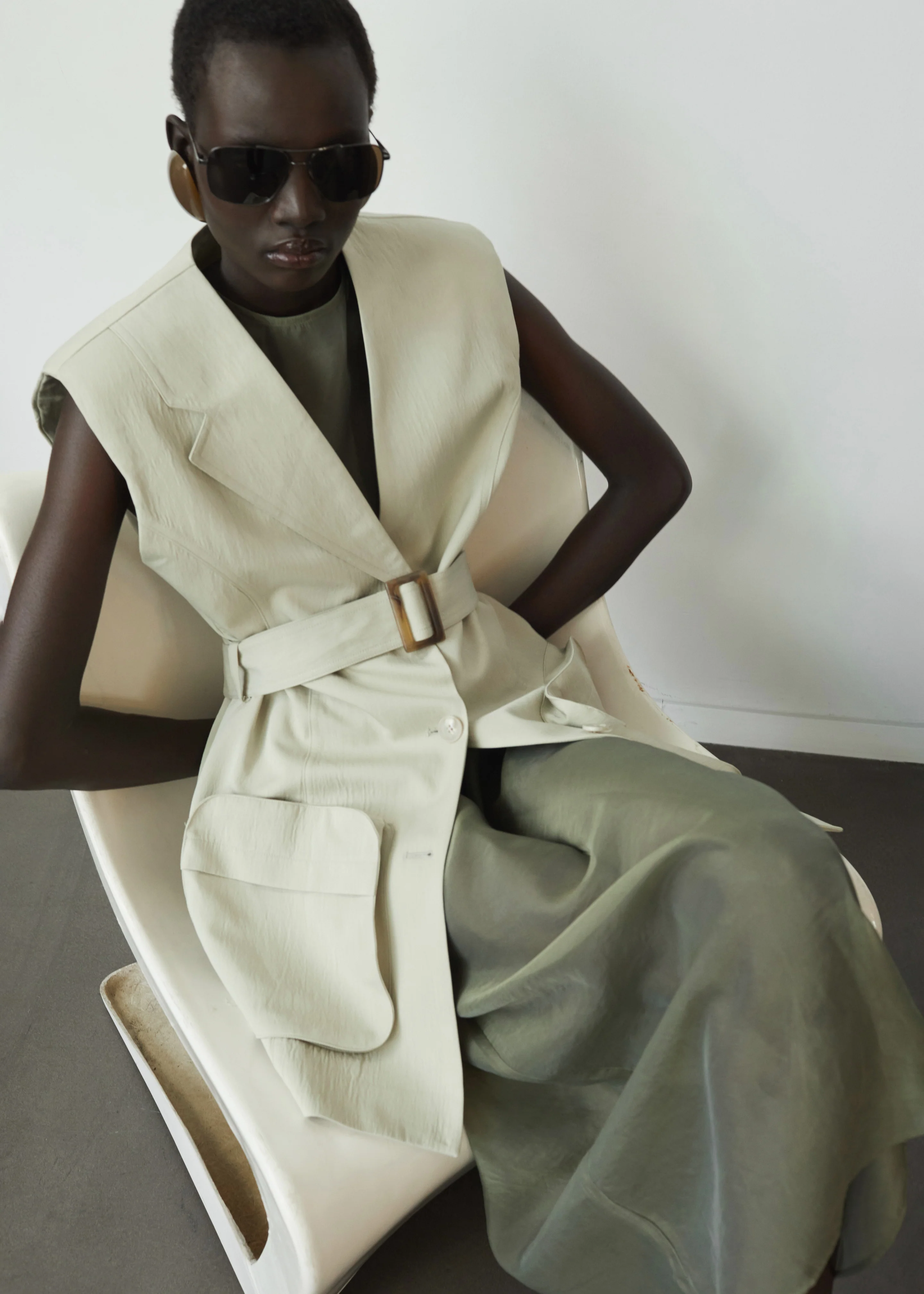 Carral Belted Vest - Pale Green - Image 8