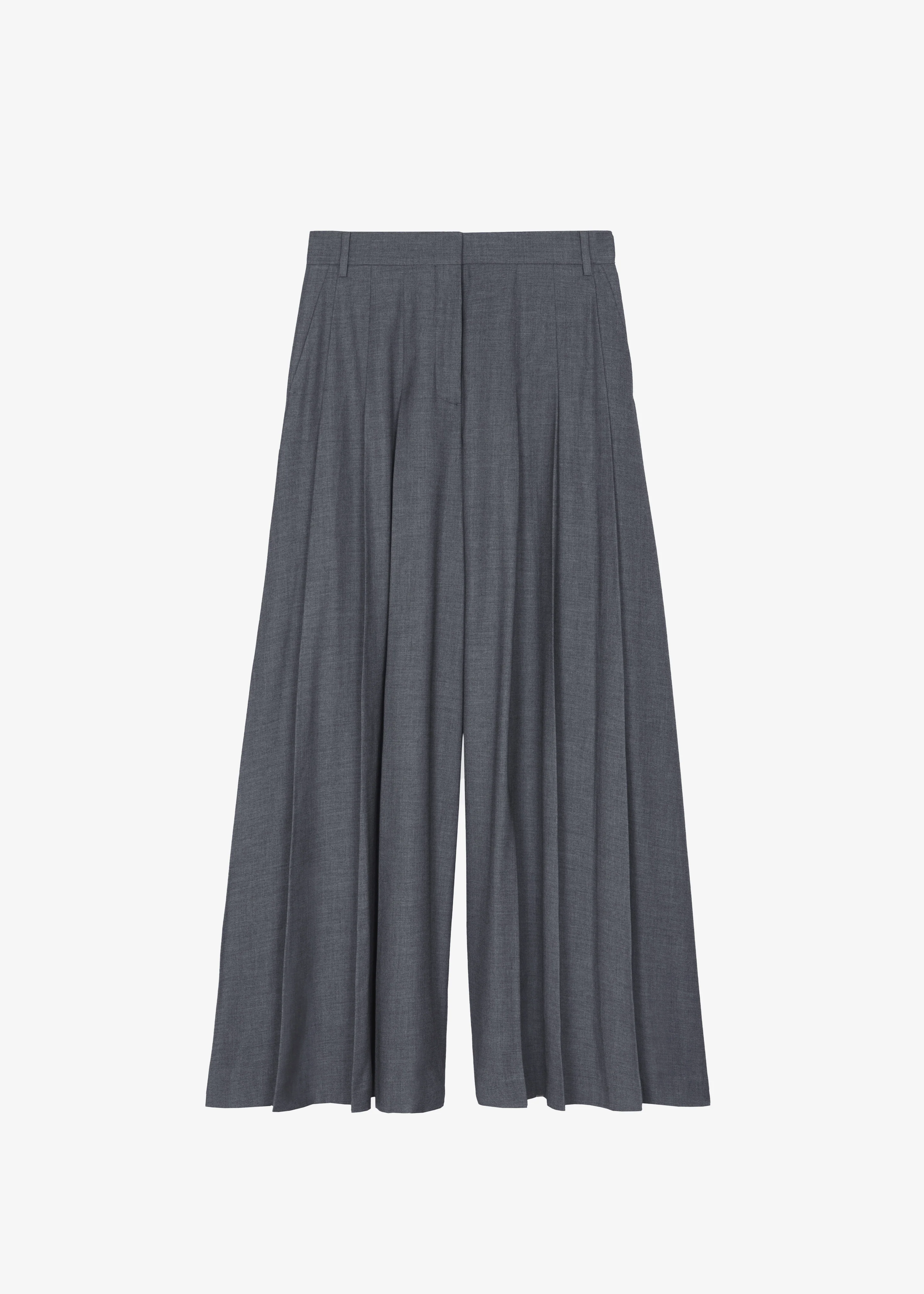 Carrick Pleated Wide Trousers - Dark Grey Melange - Image 14