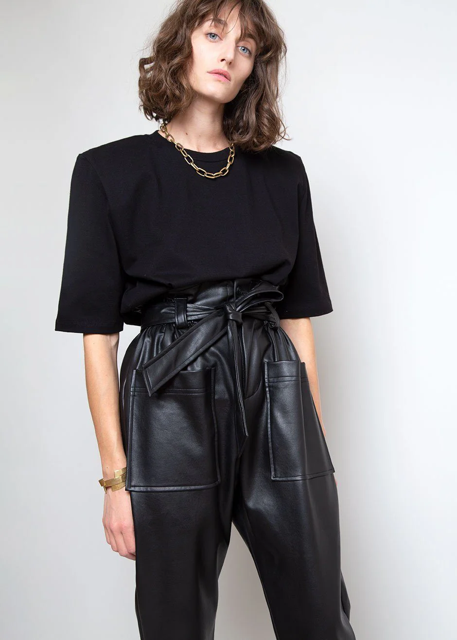 Carrington Padded Shoulder Tee - Black - Image 5