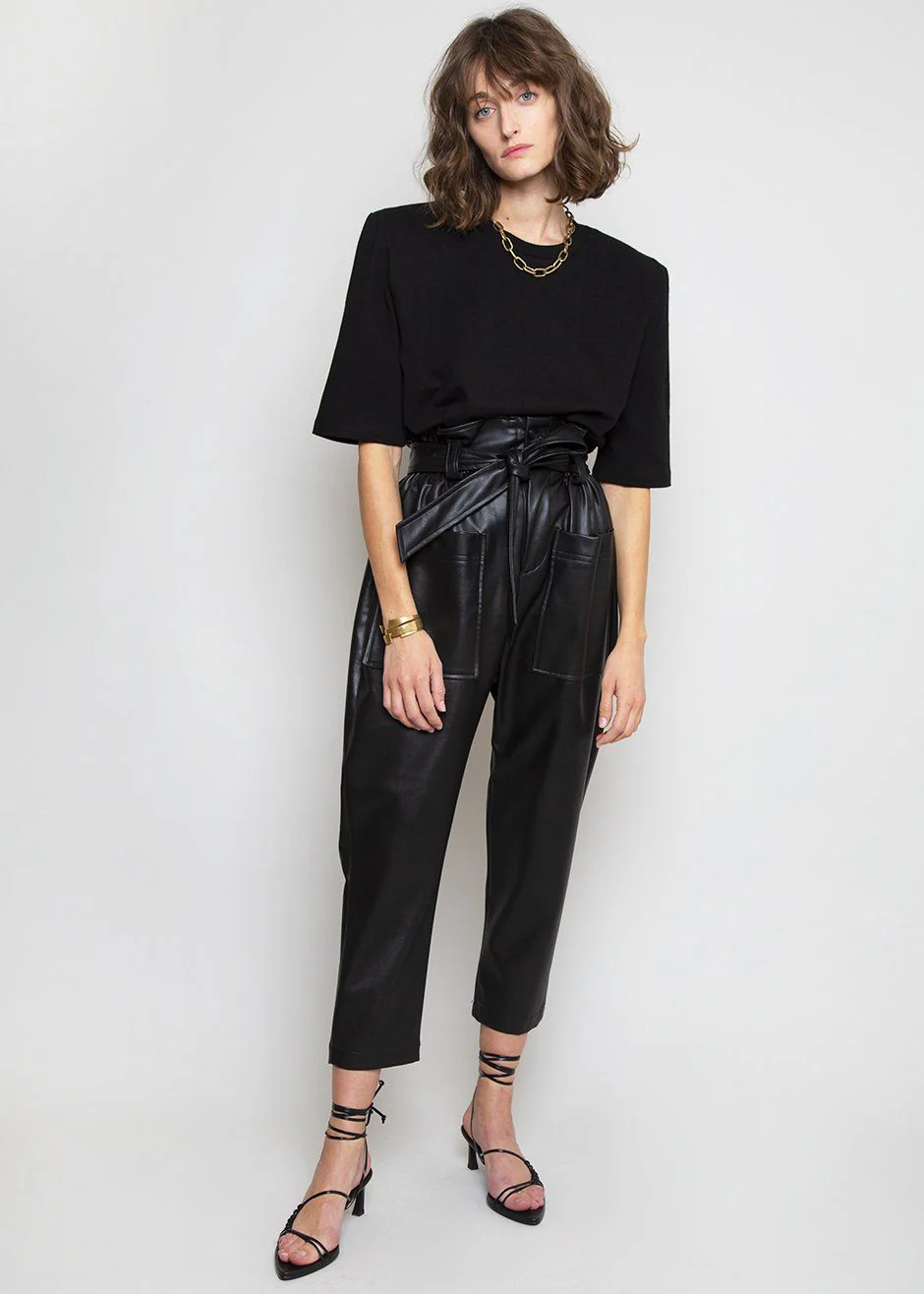 Carrington Padded Shoulder Tee - Black - Image 6