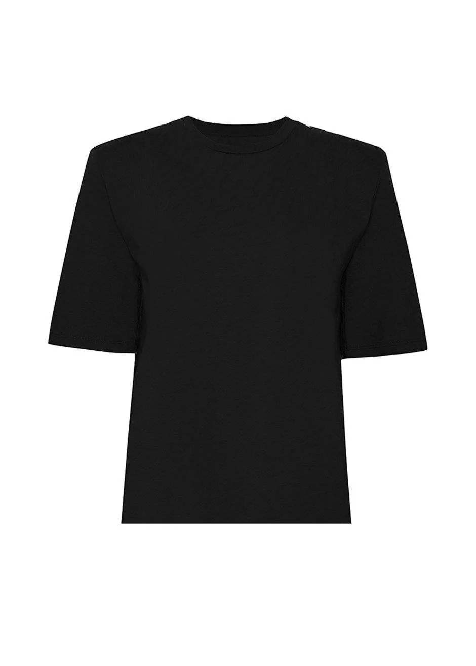 Carrington Padded Shoulder Tee - Black - Image 9