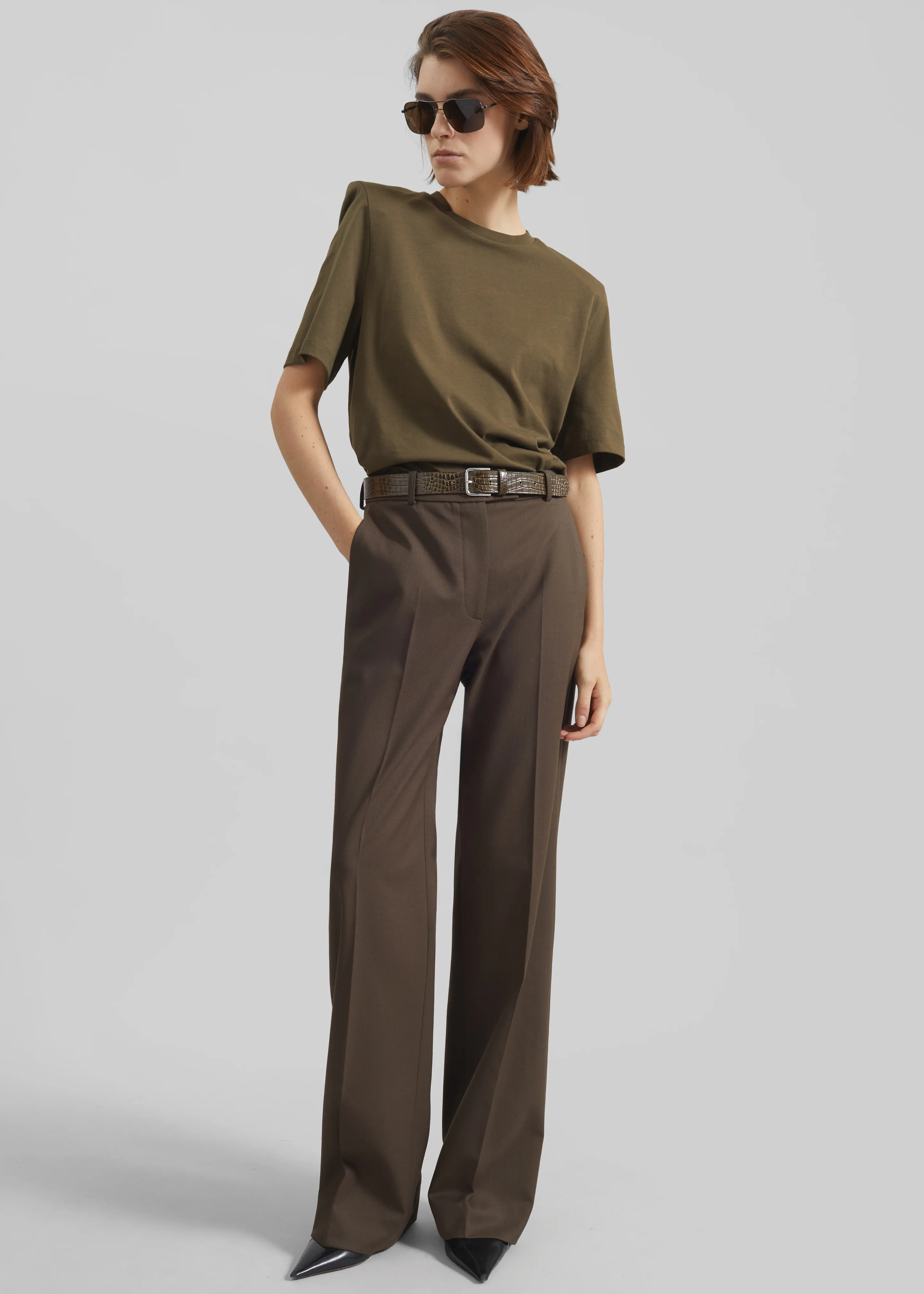 Carrington Padded Shoulder Tee - Olive - Image 2