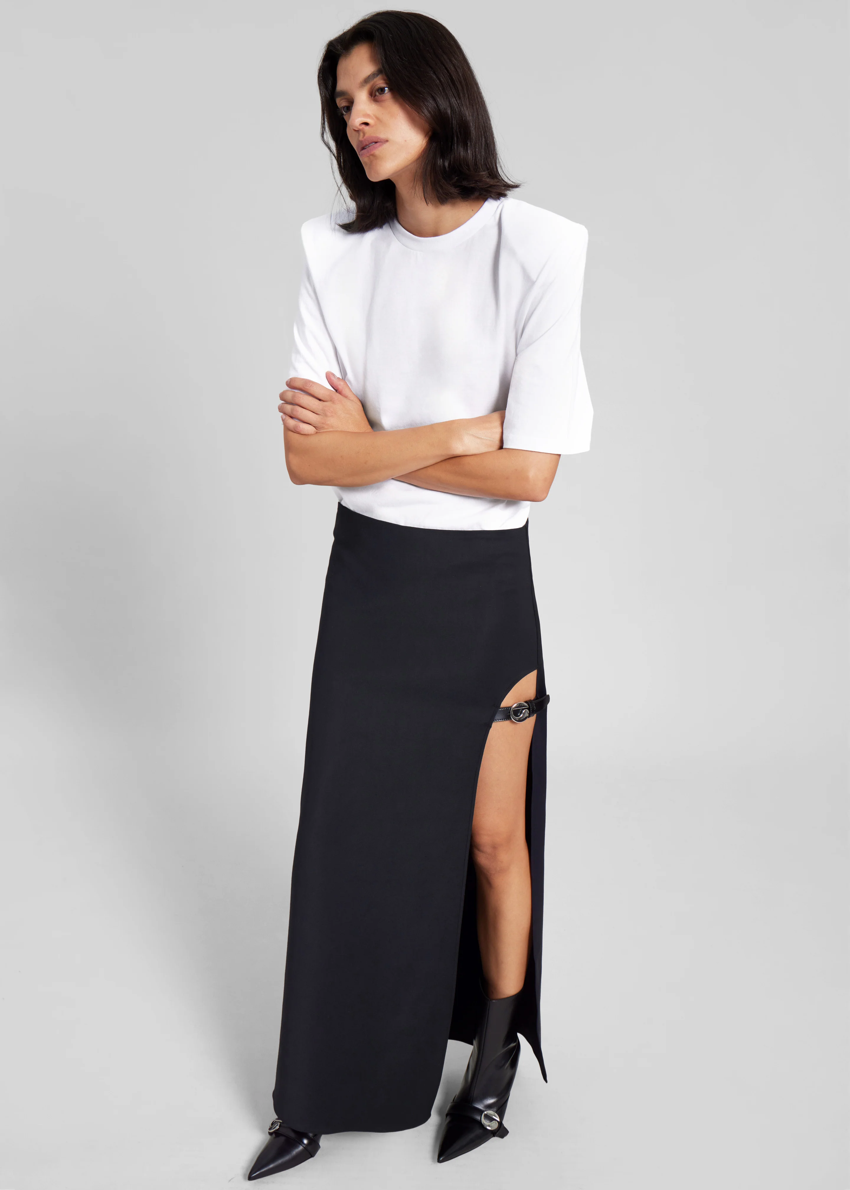 Carrington Padded Shoulder Tee - White - Image 2