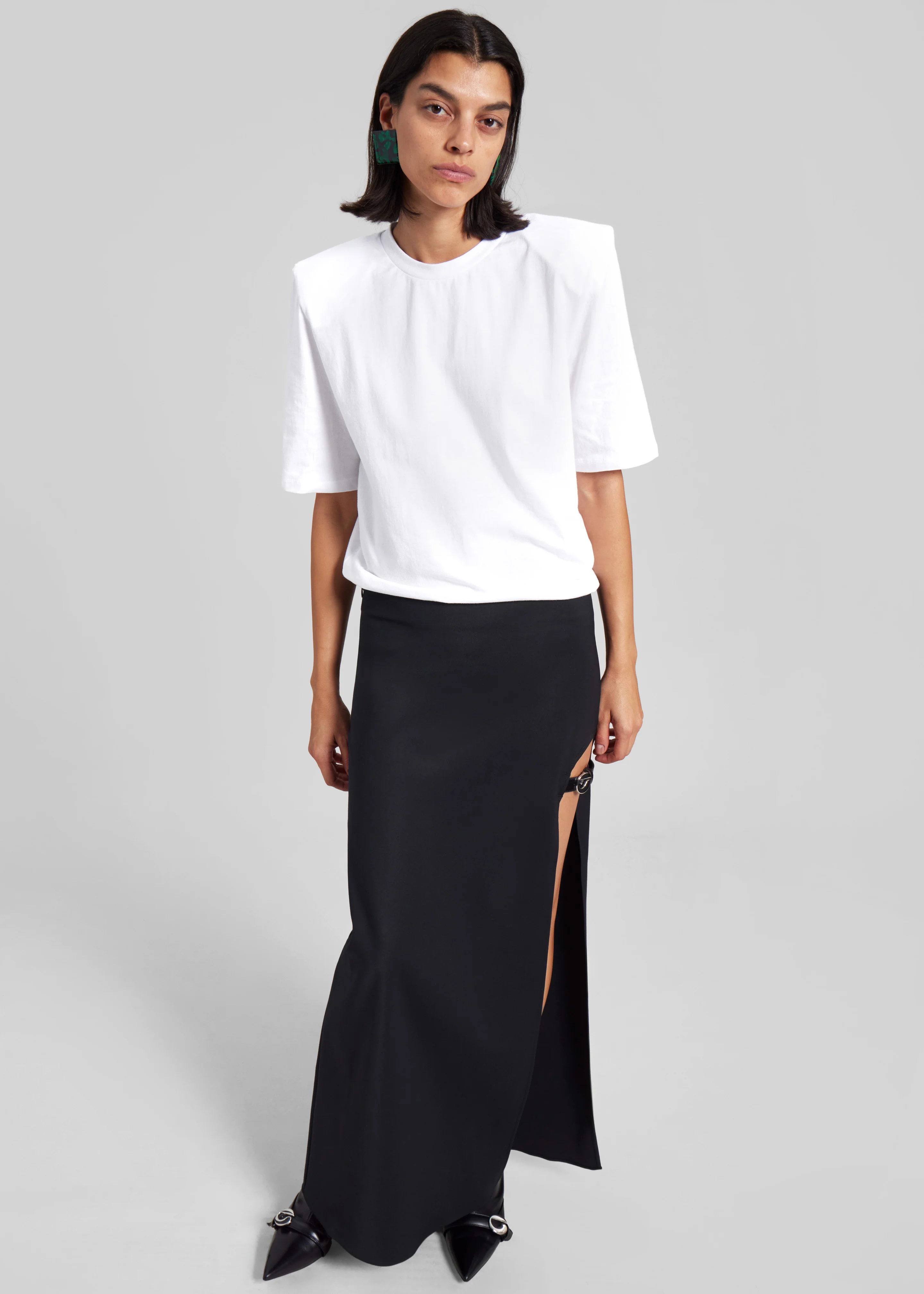 Carrington Padded Shoulder Tee - White - Image 5
