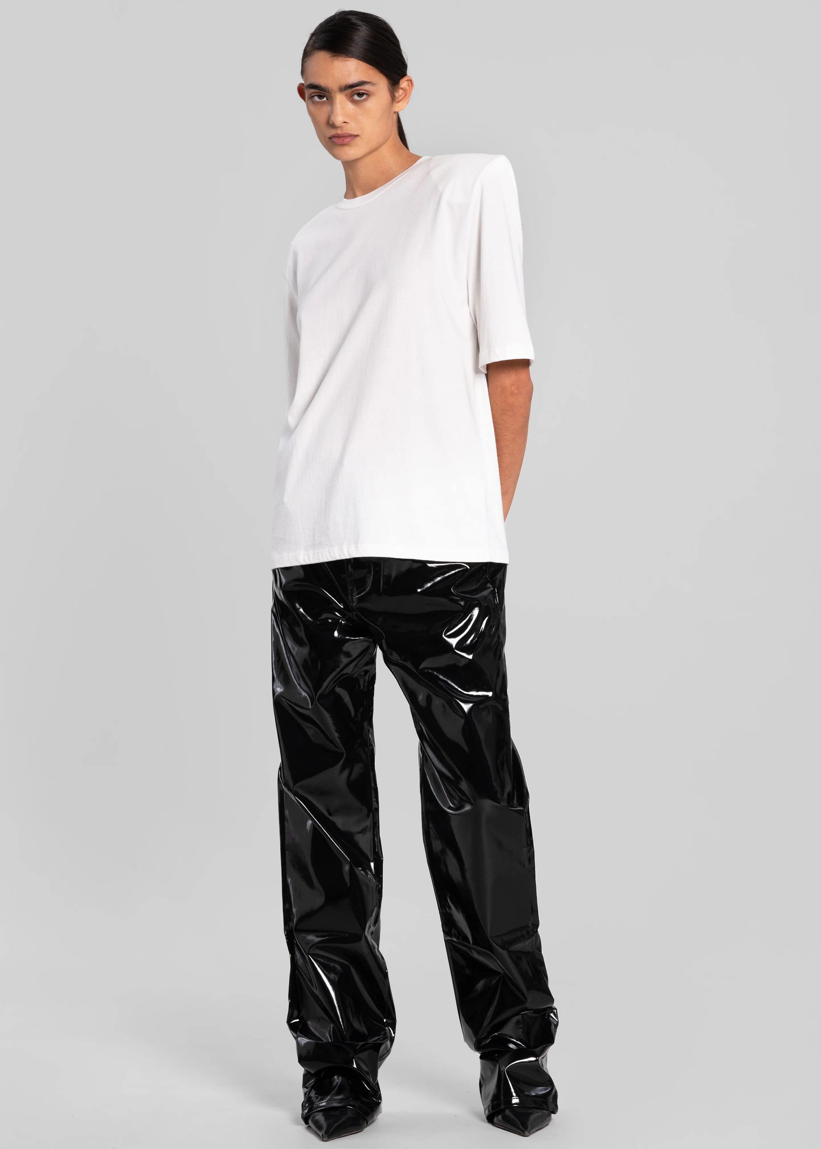Carrington Padded Shoulder Tee - White - Image 6