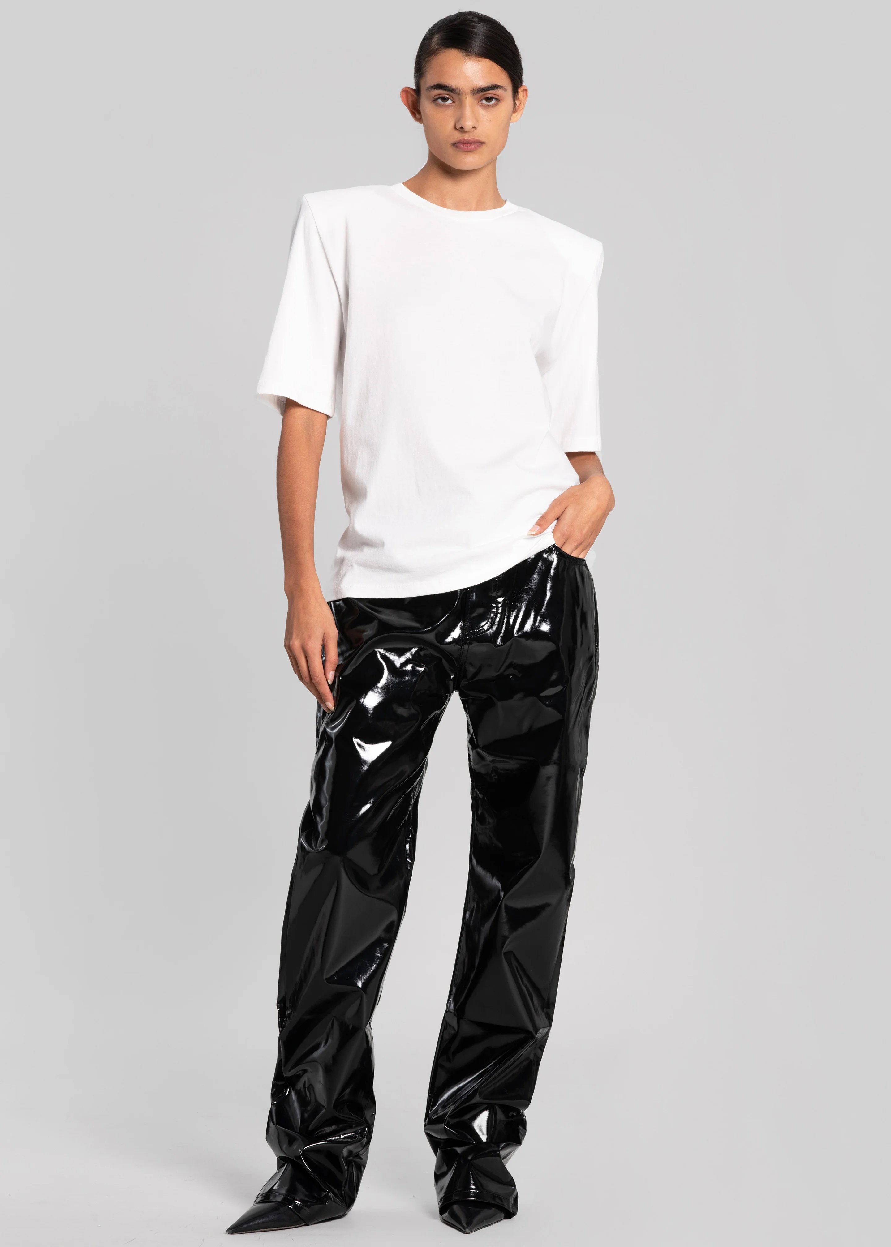 Carrington Padded Shoulder Tee - White - Image 8