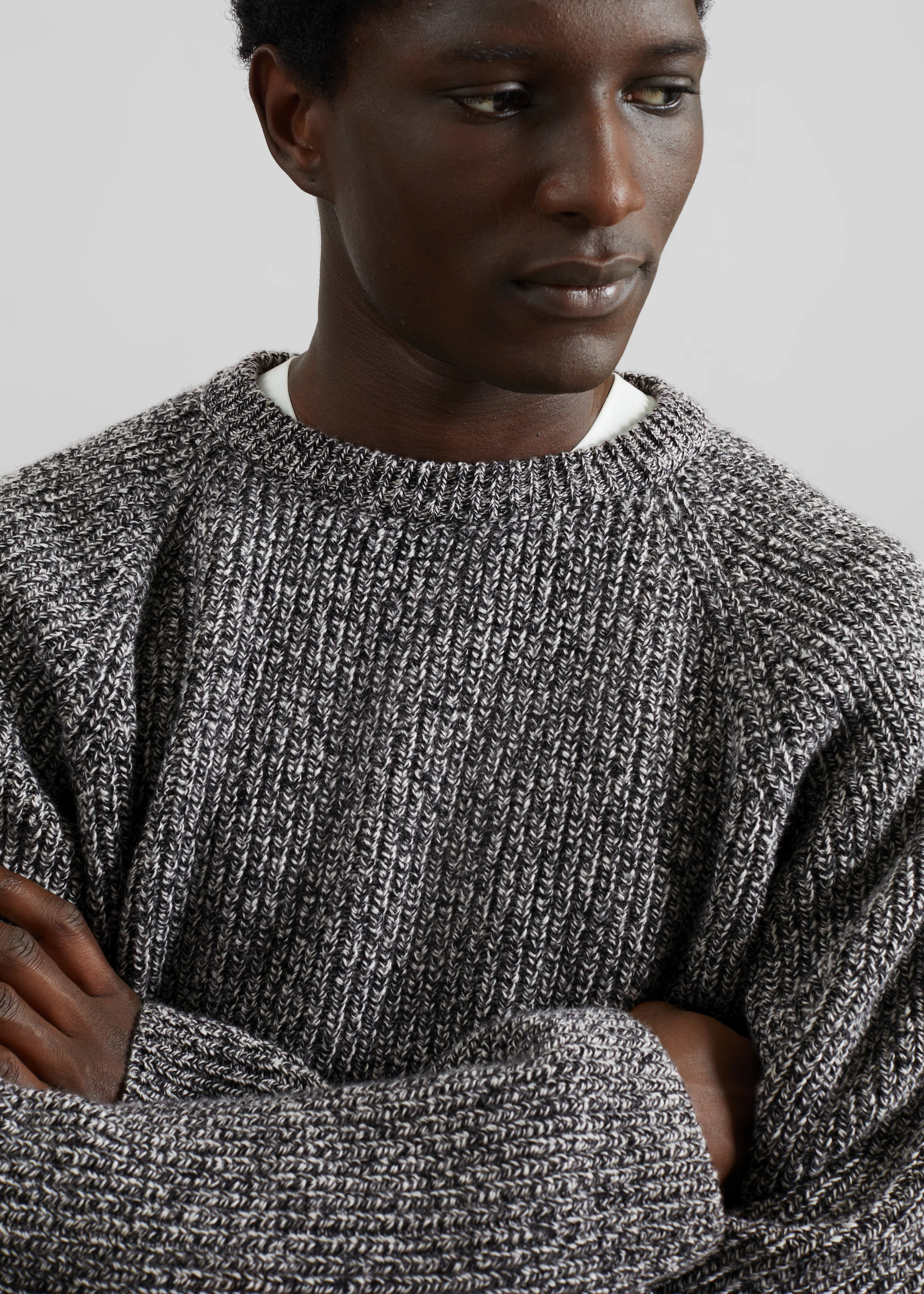 Carter Crewneck Sweater - Black Melange - Image 2