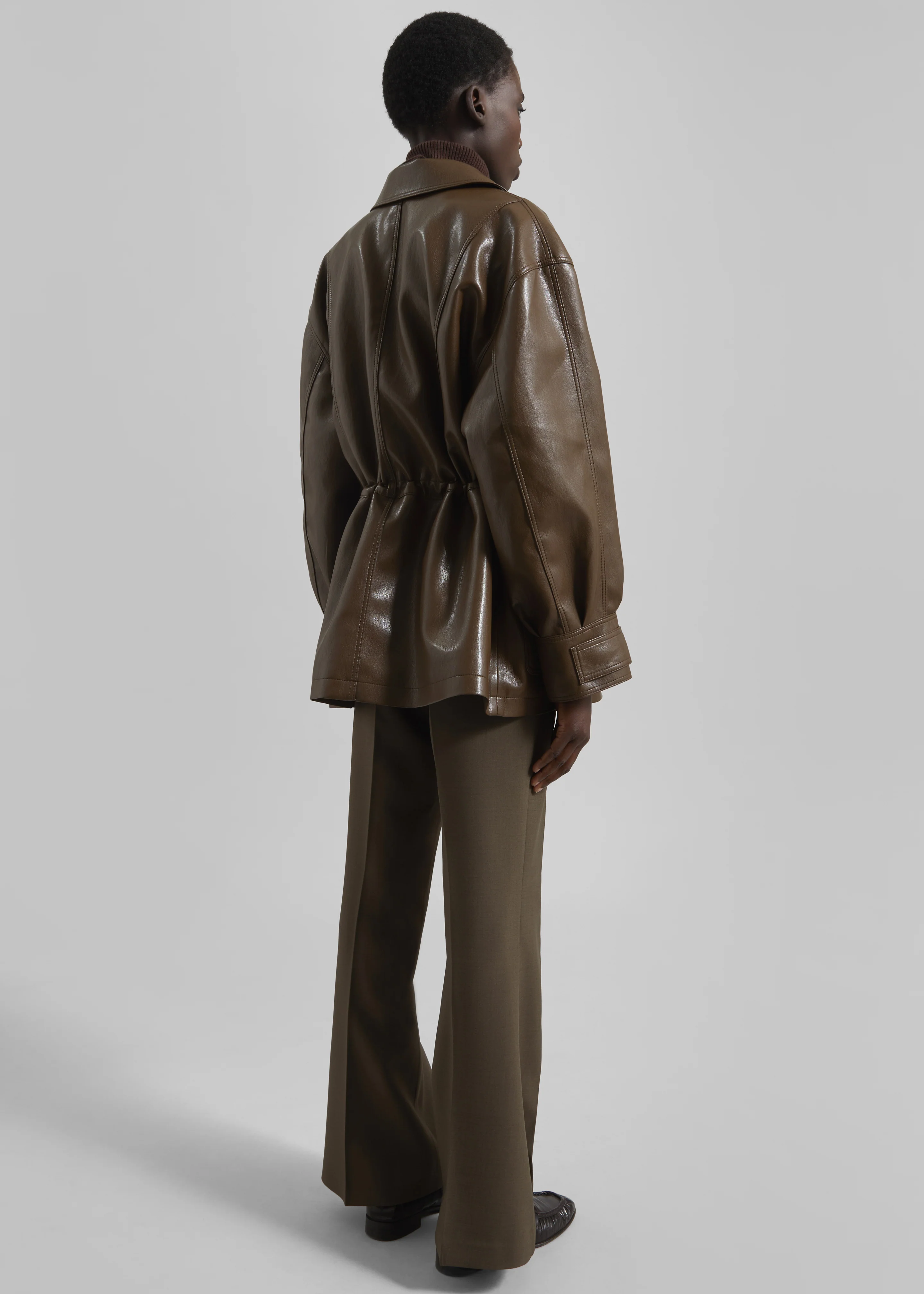 Cassel Faux Leather Jacket - Brown - Image 10