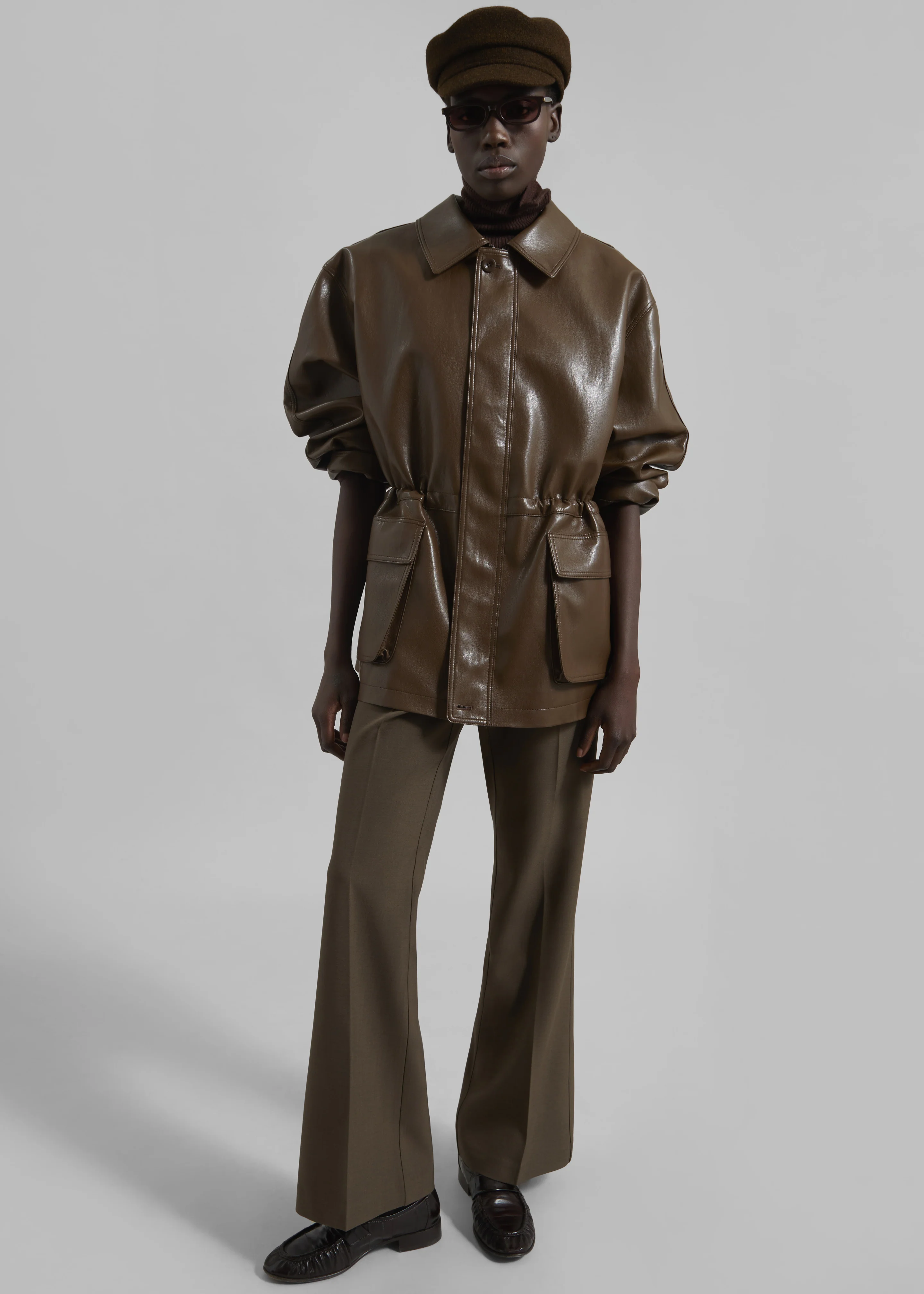 Cassel Faux Leather Jacket - Brown - Image 6