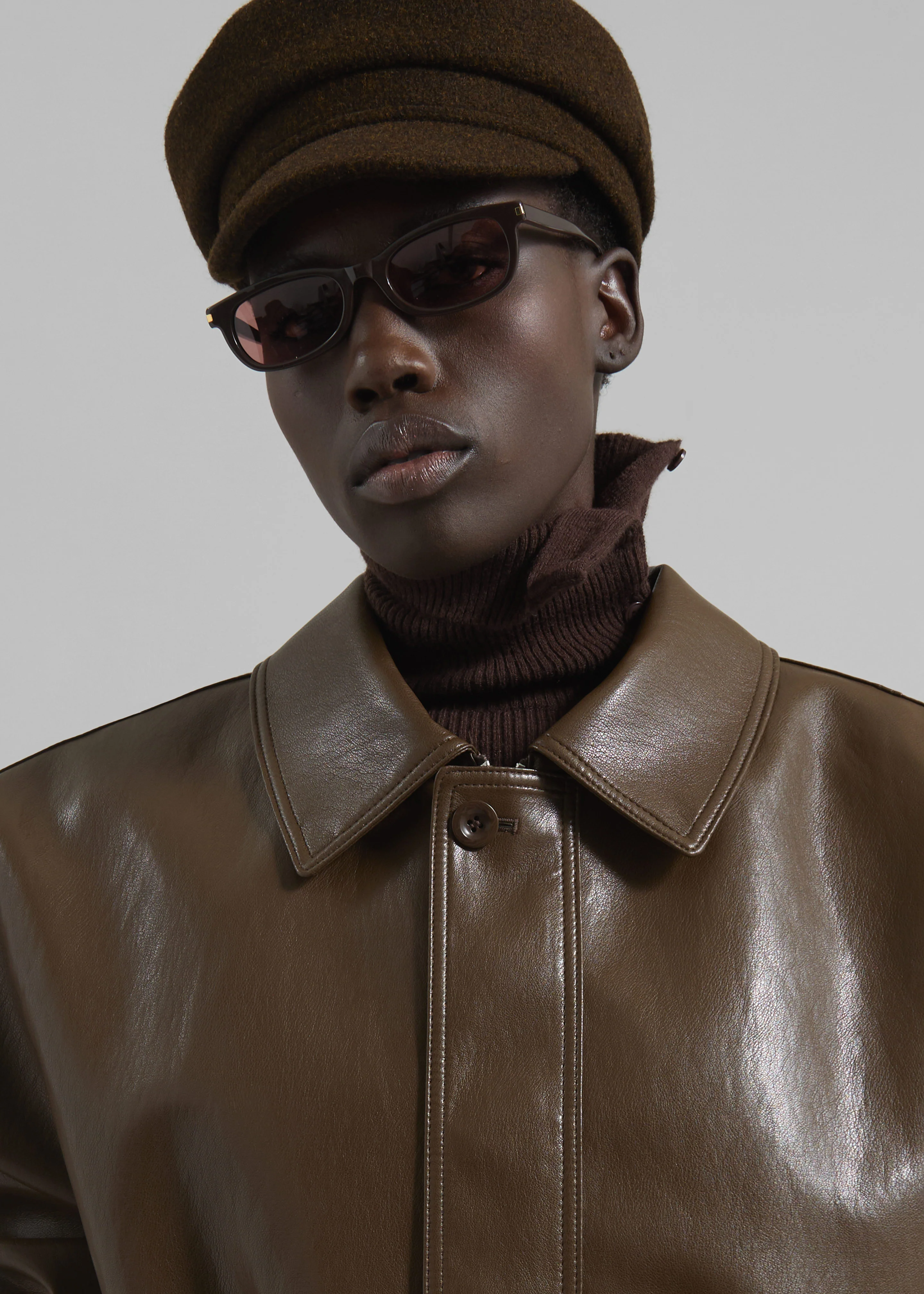 Cassel Faux Leather Jacket - Brown - Image 7