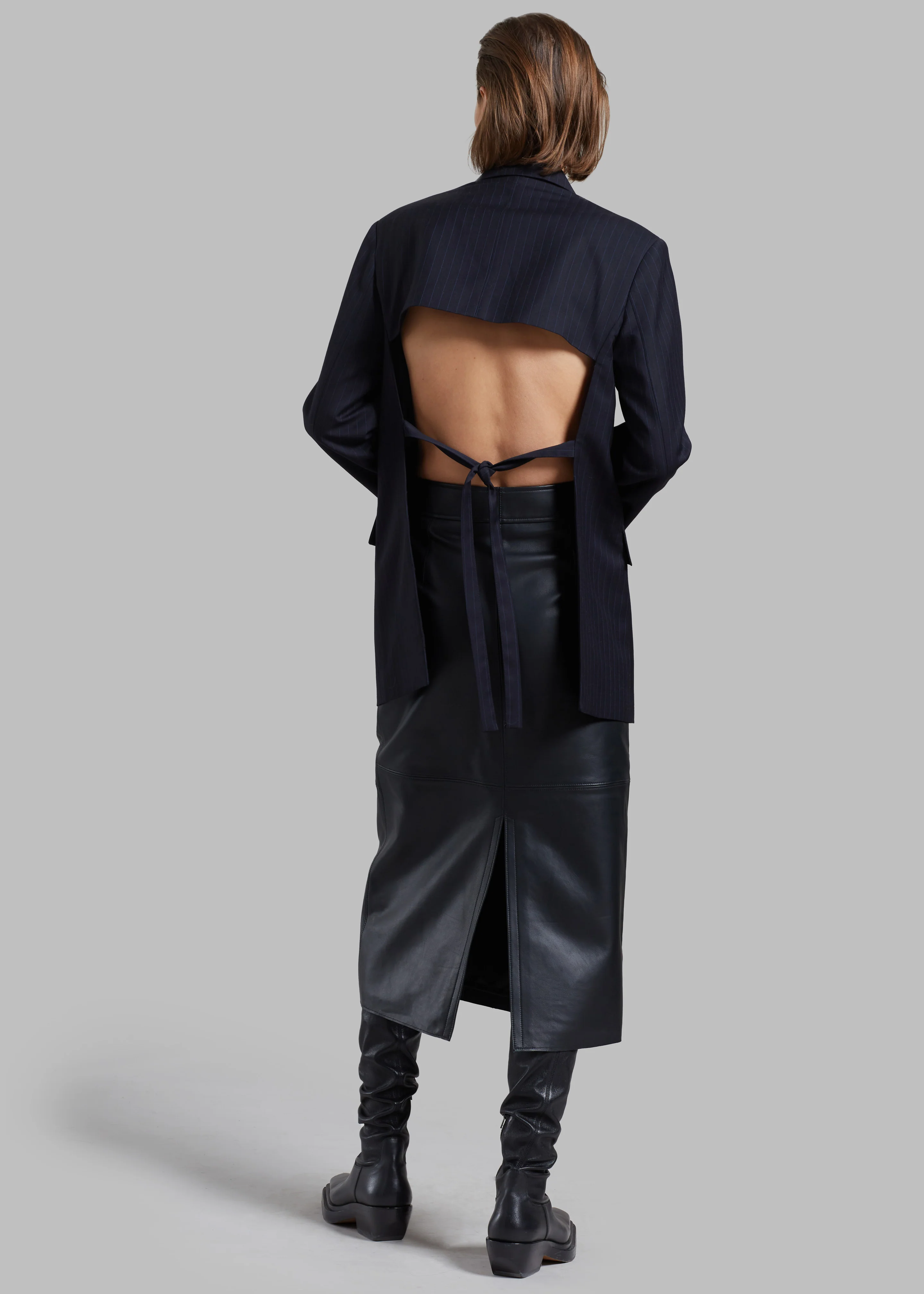 Cedric Open Back Blazer - Navy Stripe - Image 8