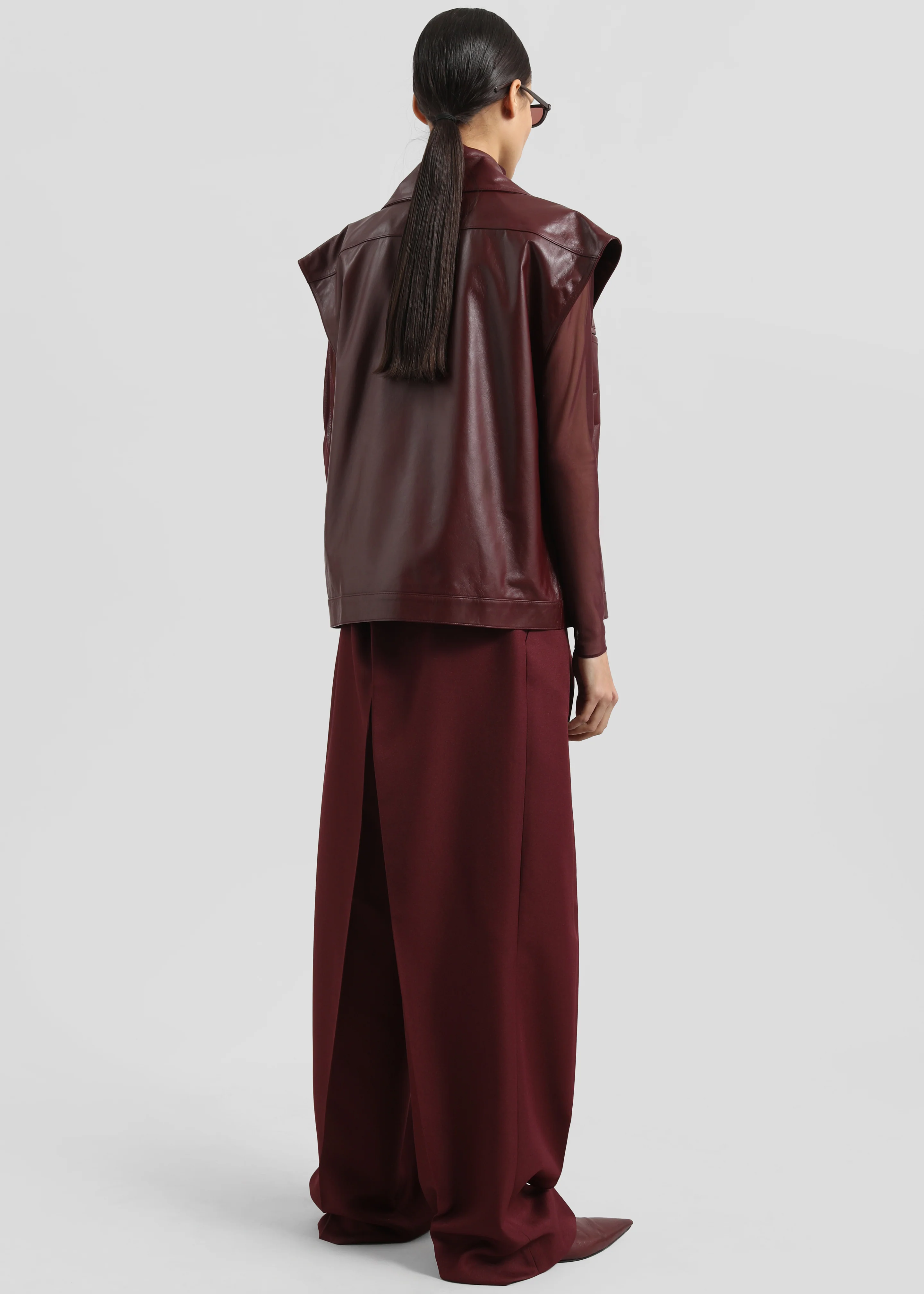 Cetina Leather Vest - Burgundy - Image 5