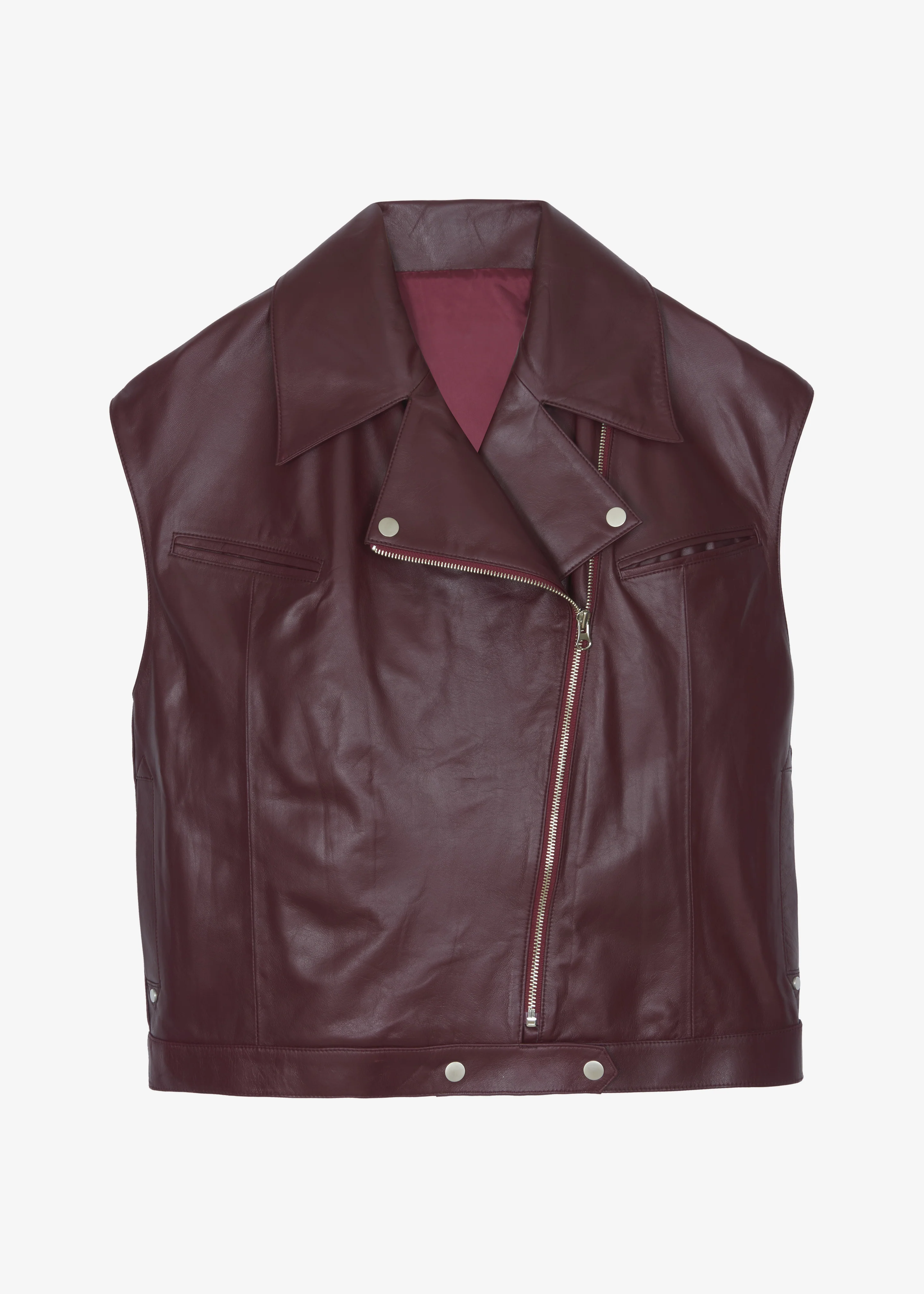 Cetina Leather Vest - Burgundy - Image 6
