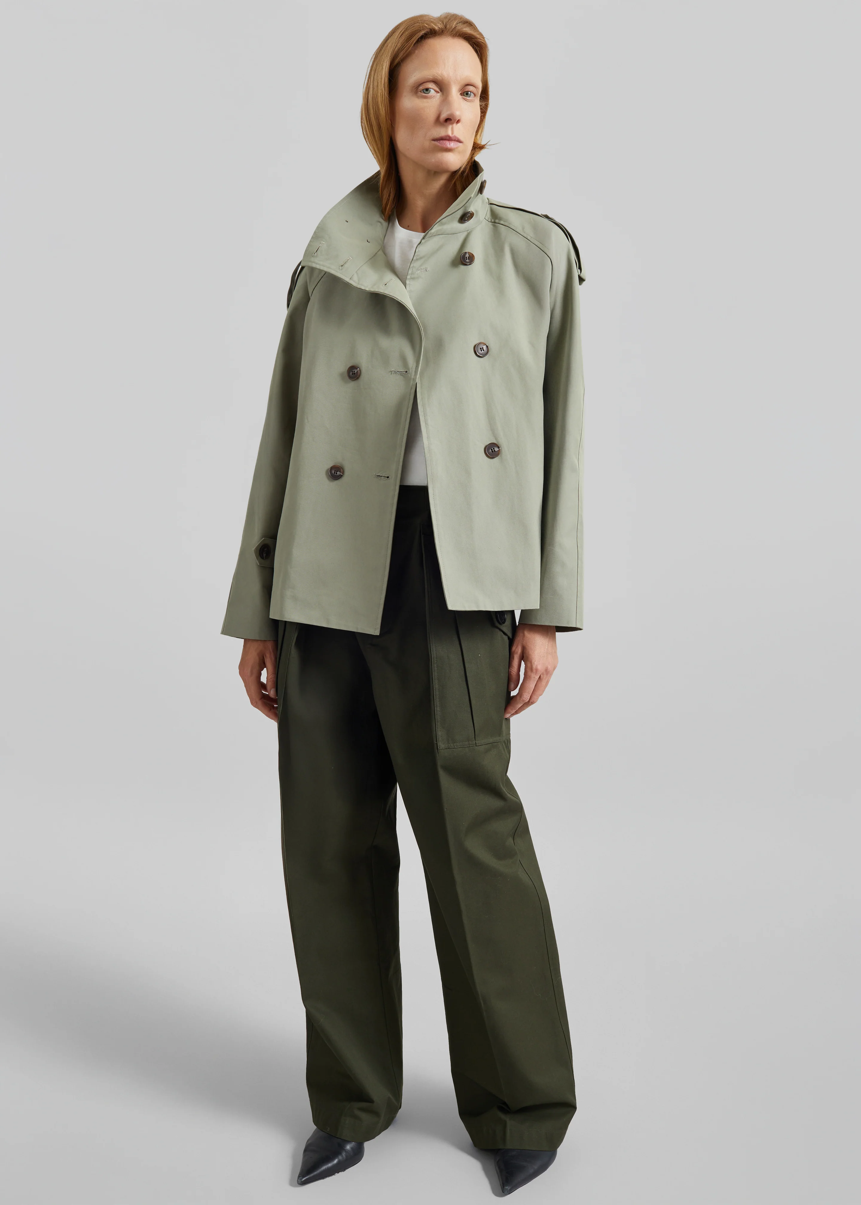 Charonne Scarf Short Trench - Sage - Image 4