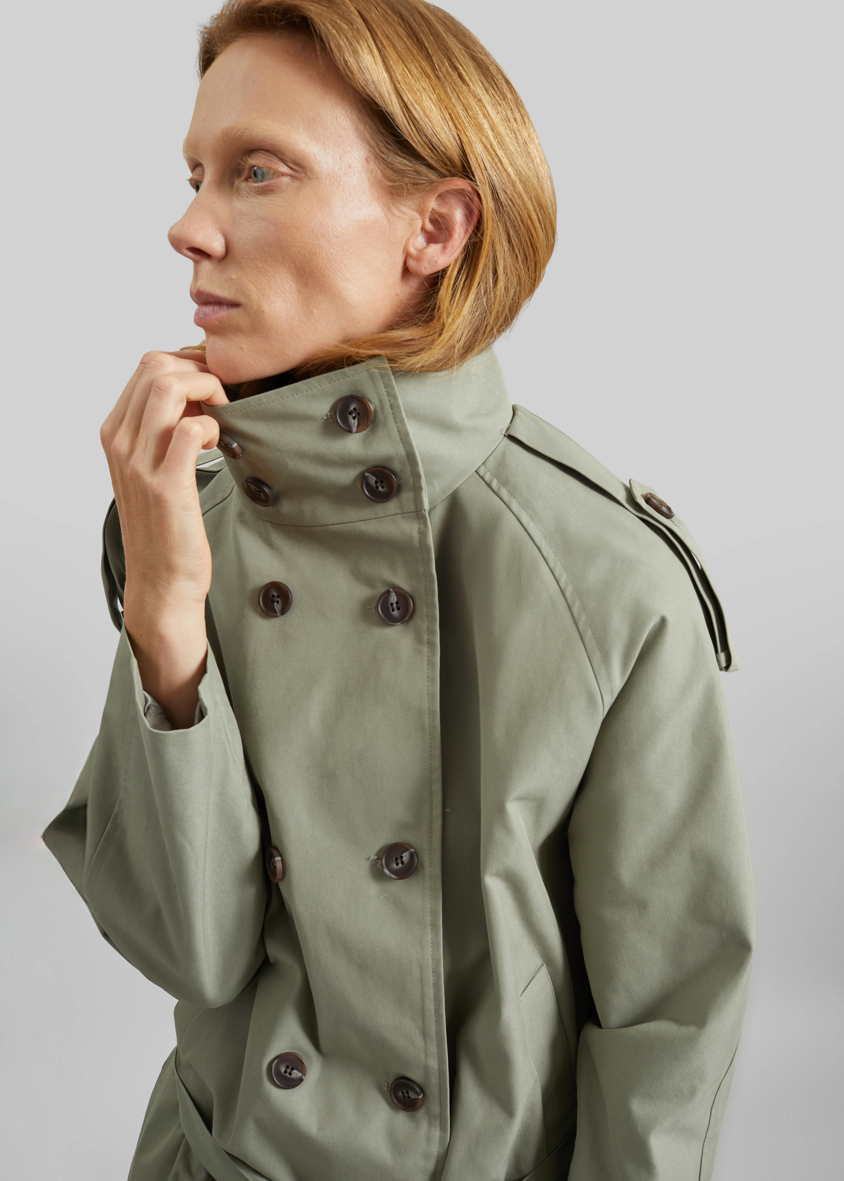Charonne Scarf Short Trench - Sage - Image 5