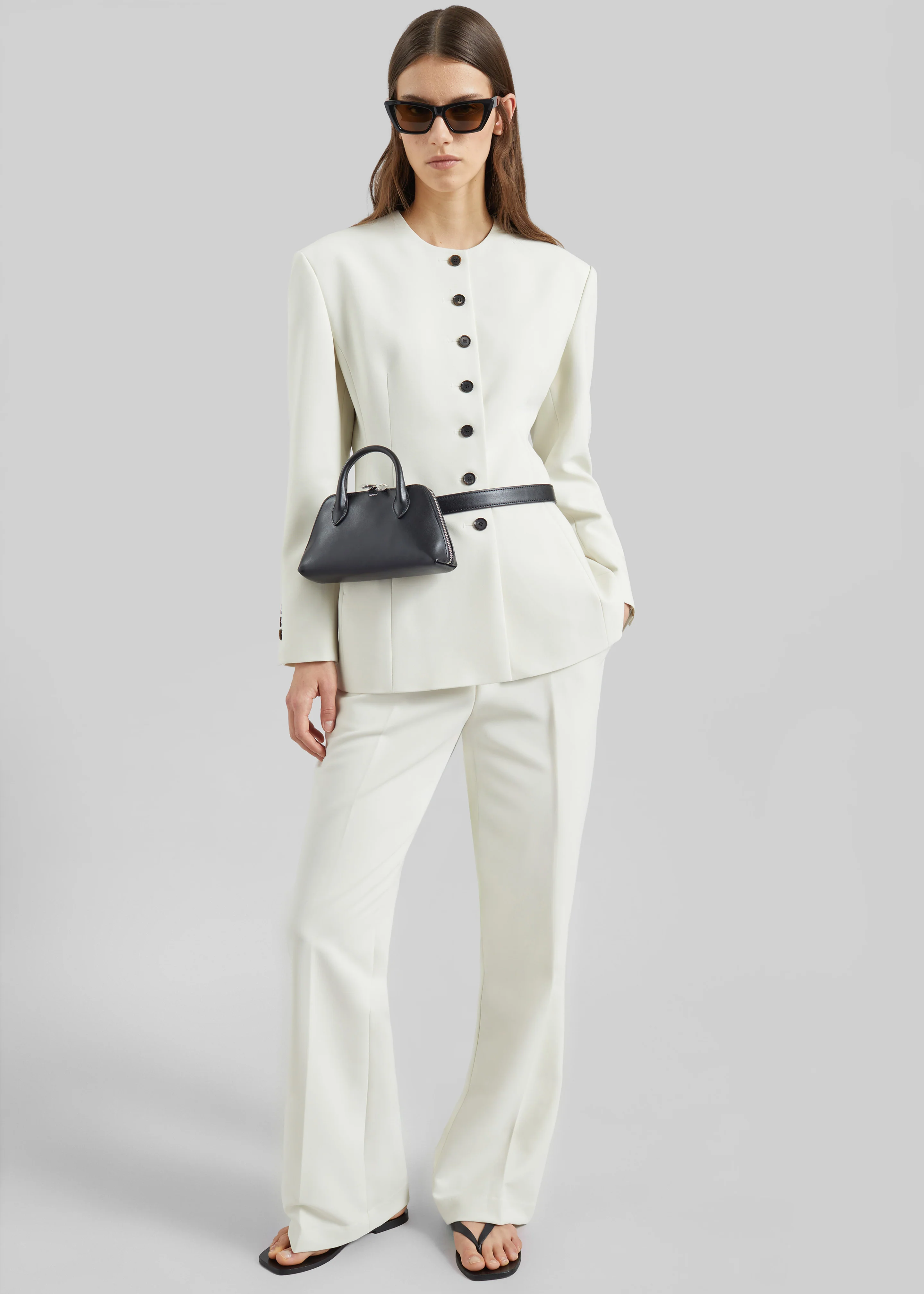 Chesnay Collarless Blazer - Cream - Image 3