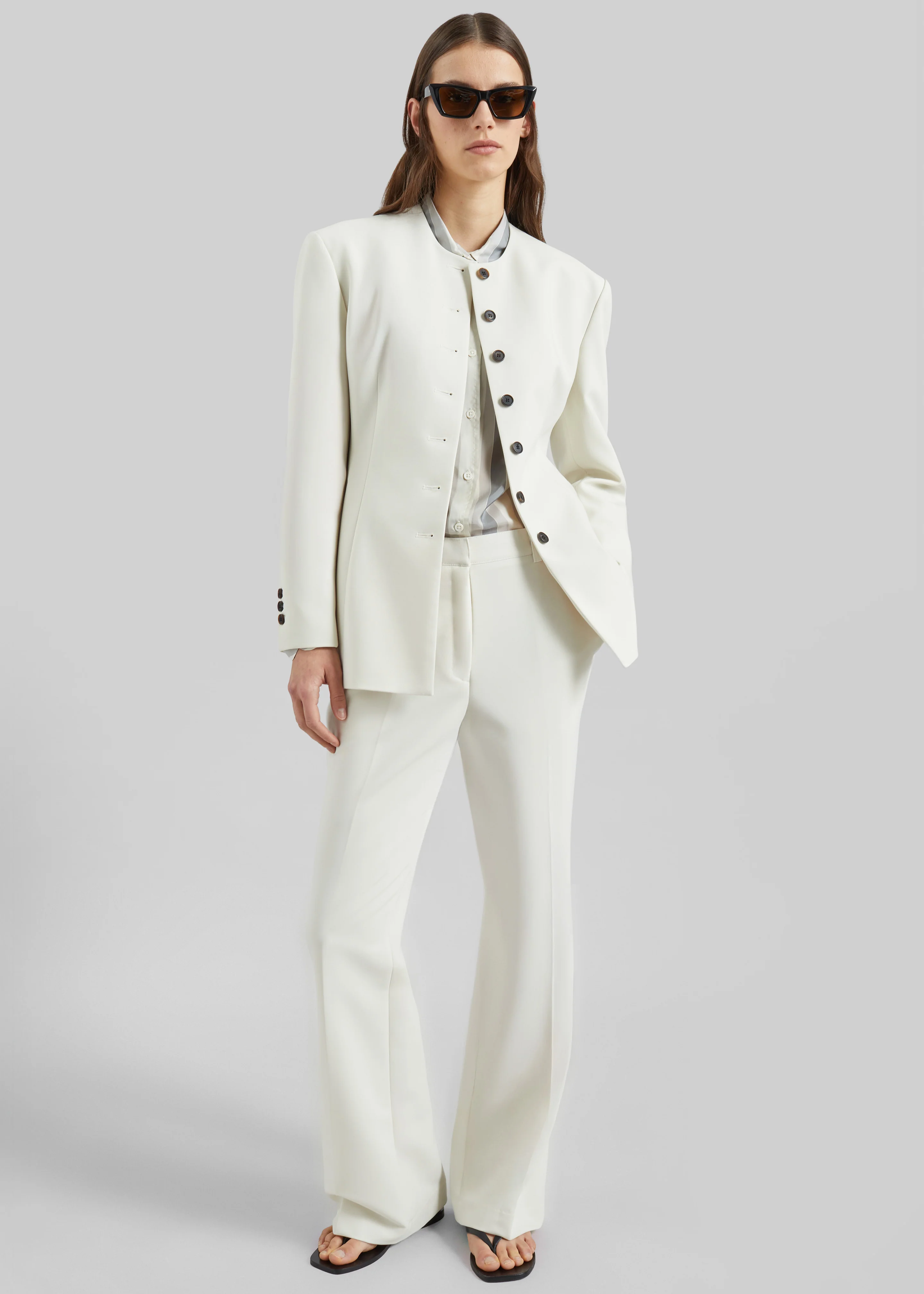 Chesnay Collarless Blazer - Cream - Image 6