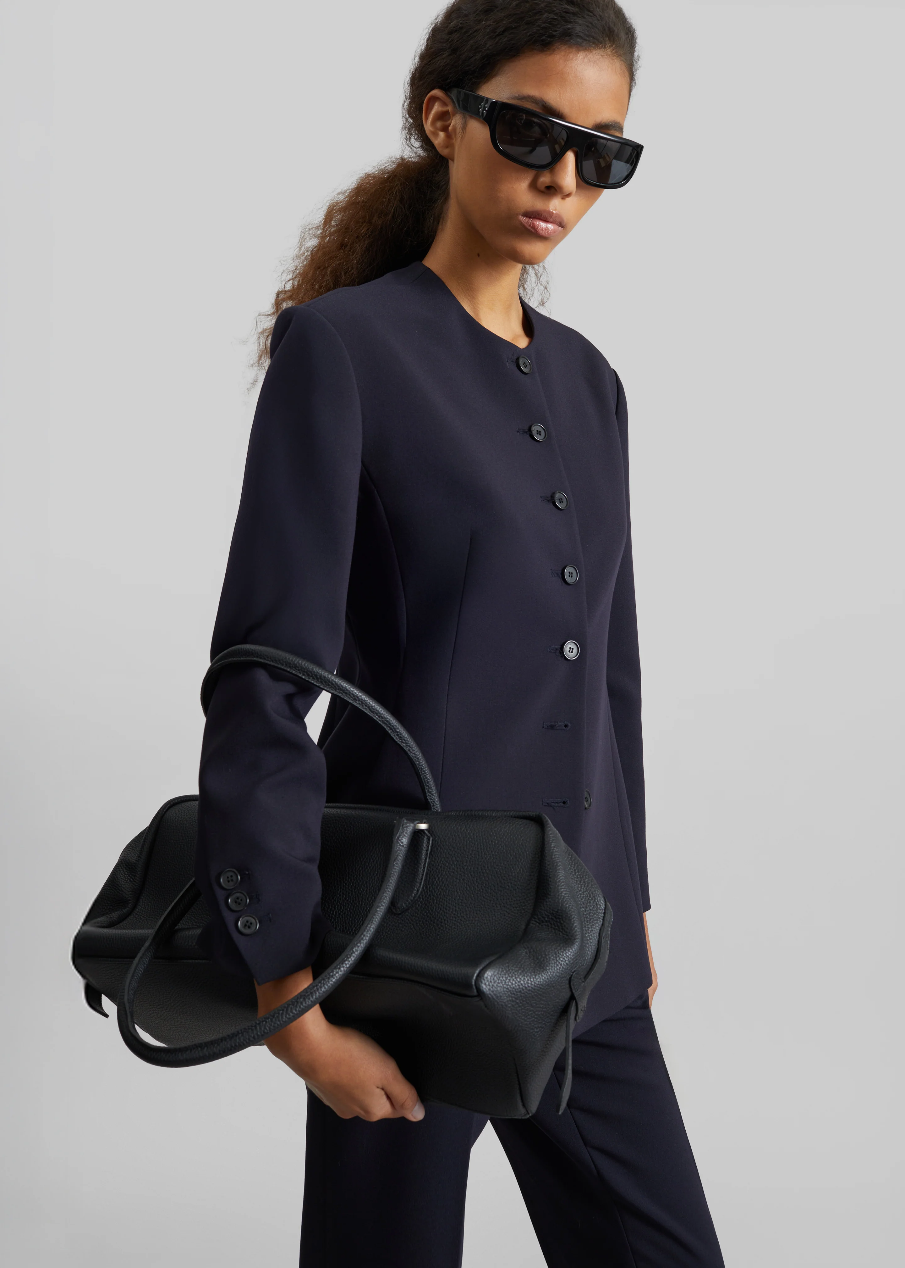 Chesnay Collarless Blazer - Navy - Image 2