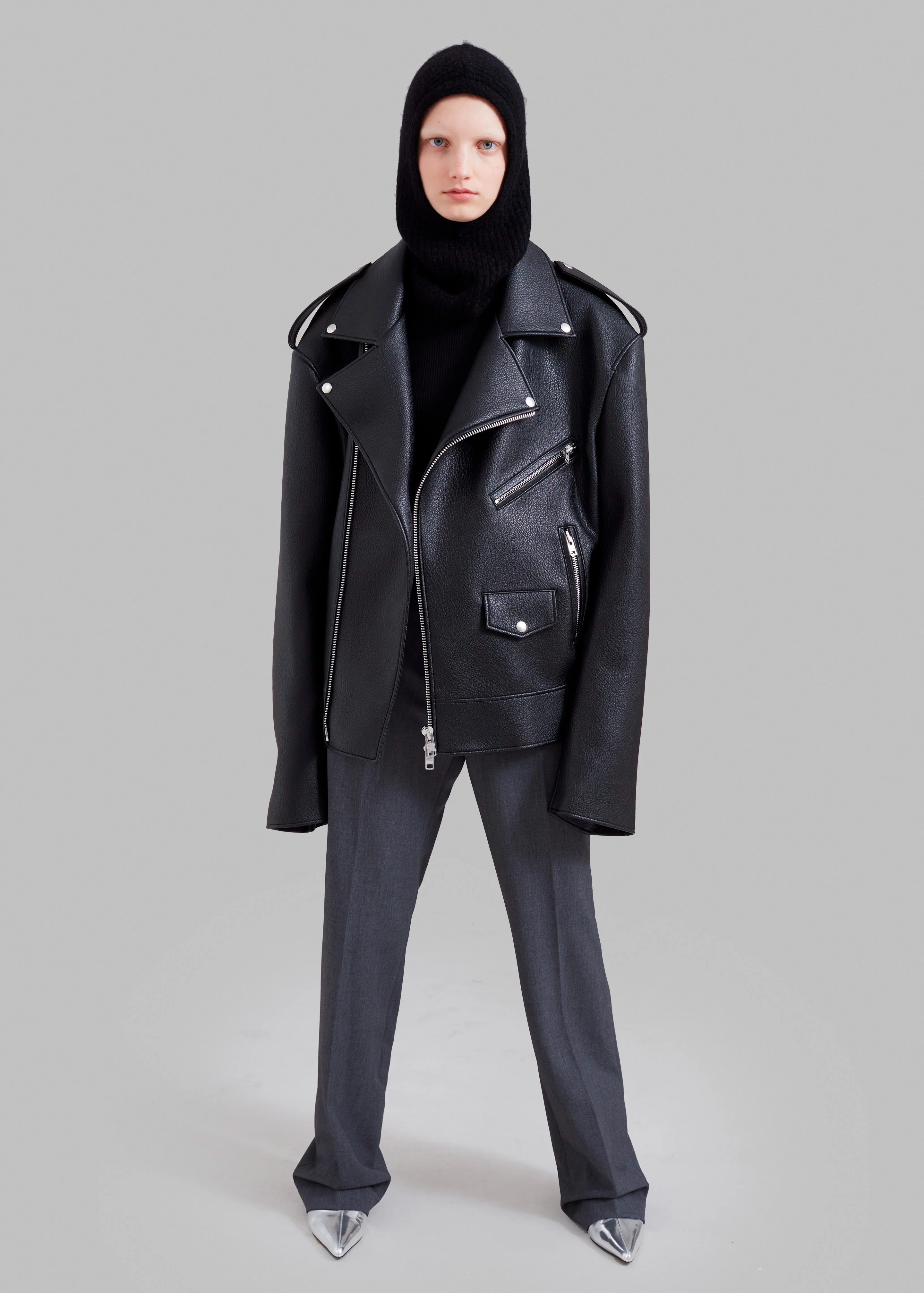 Chicago Oversized Biker Jacket - Black - Image 10