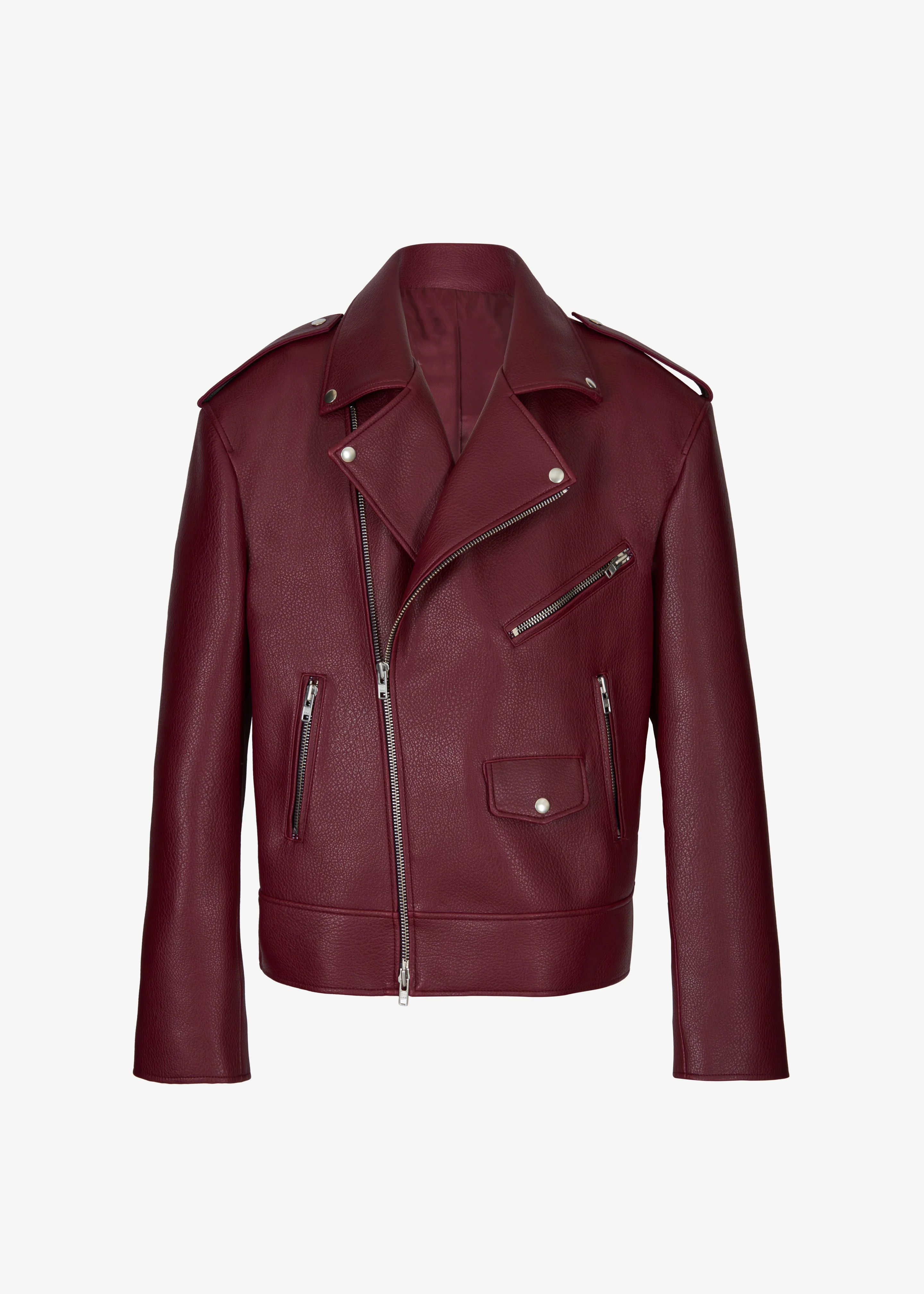 Chicago Oversized Biker Jacket - Burgundy - Image 10