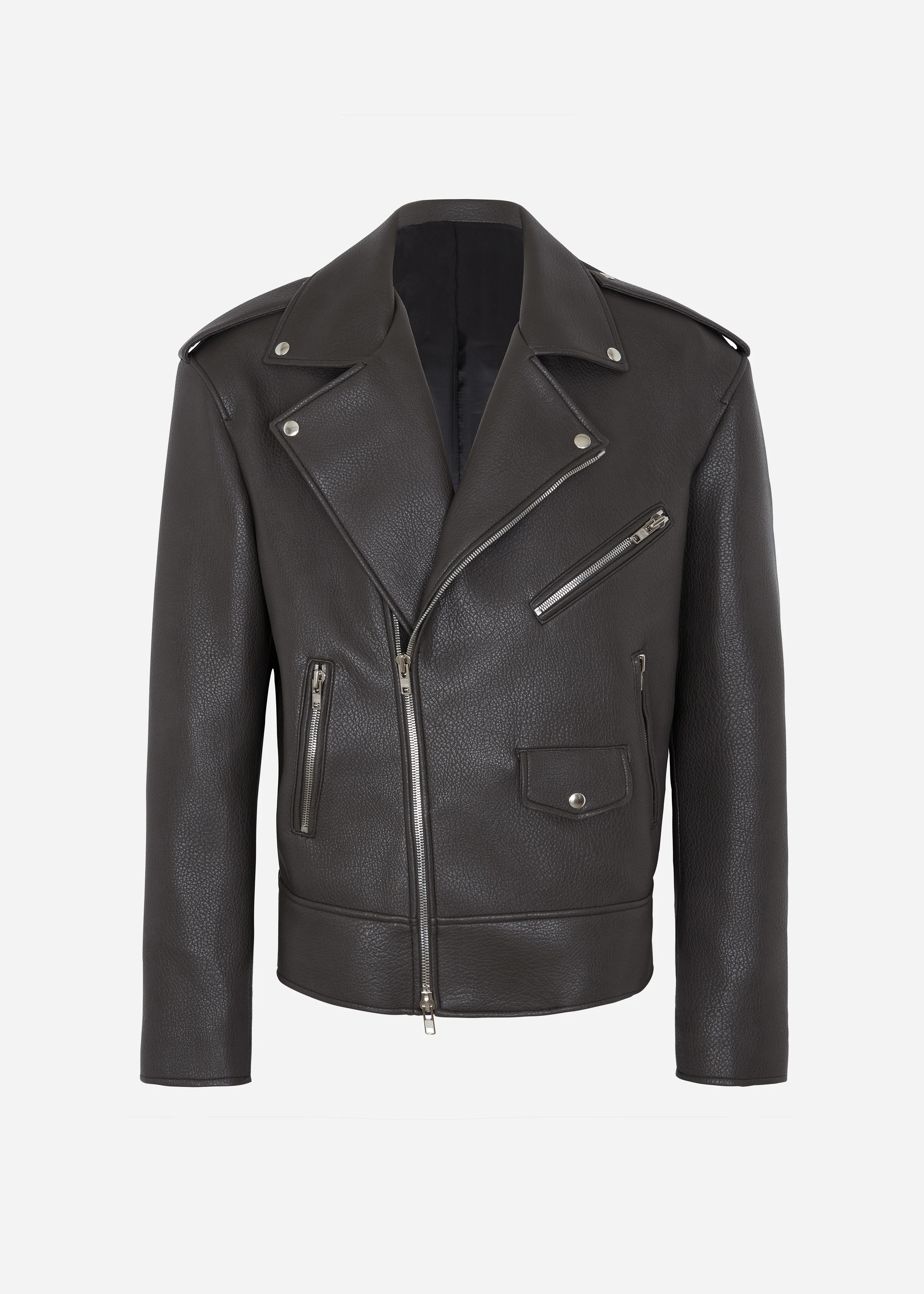 Chicago Oversized Biker Jacket - Charcoal - Image 11