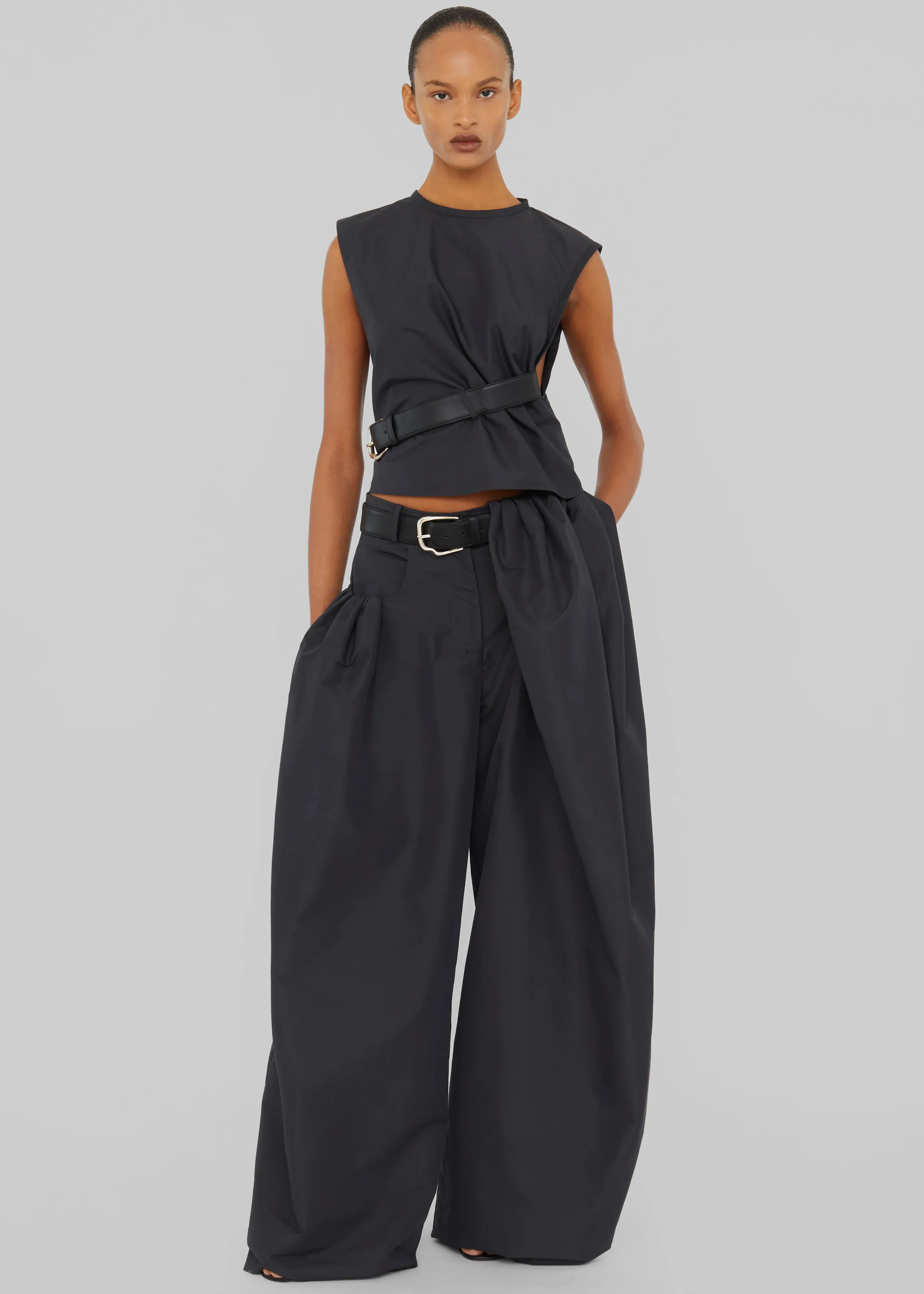 Christopher Esber Locus Belted Taffeta Tank - Carbon - Image 4