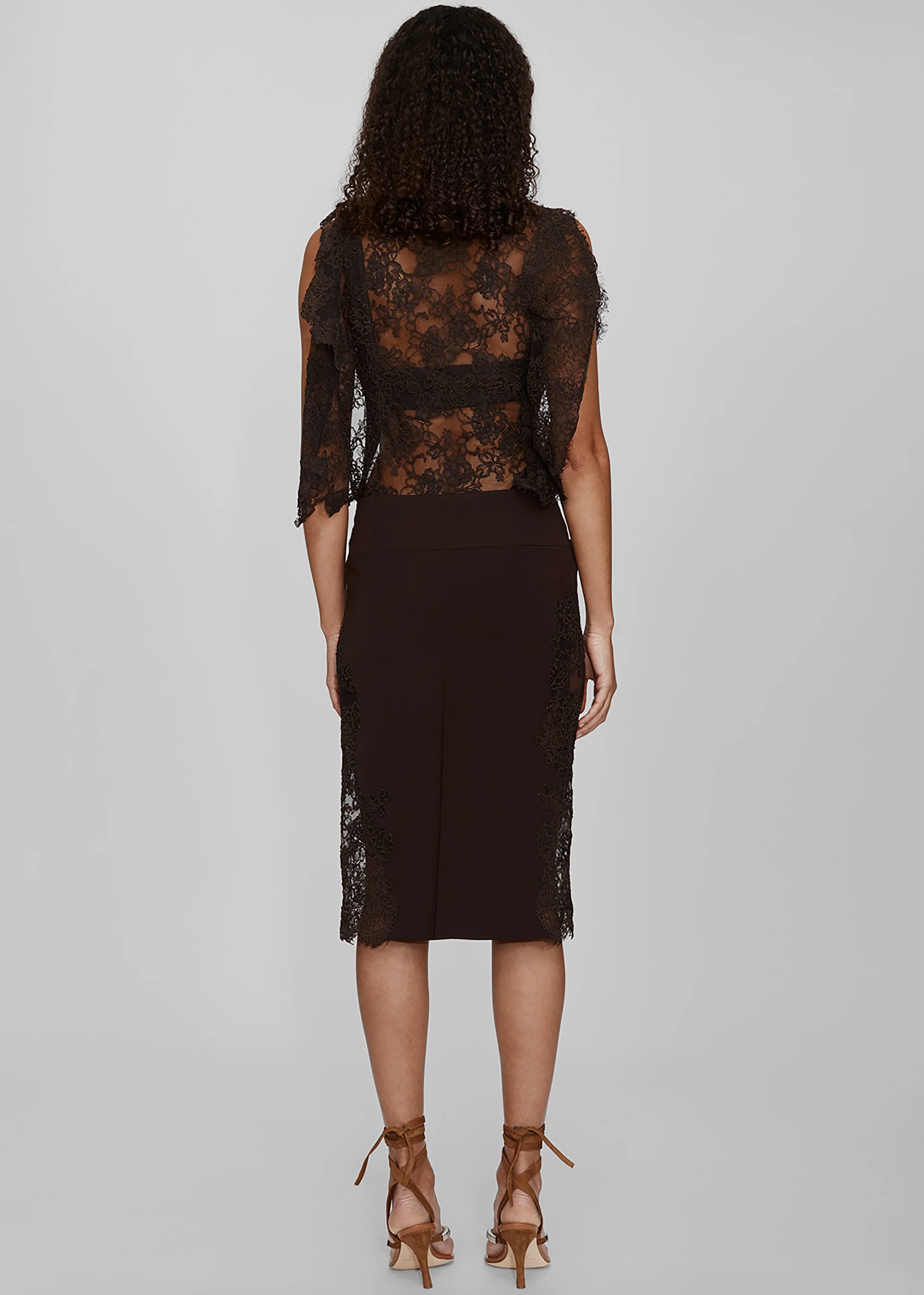 Christopher Esber Mahara Floating Lace Bodysuit - Umber - Image 8