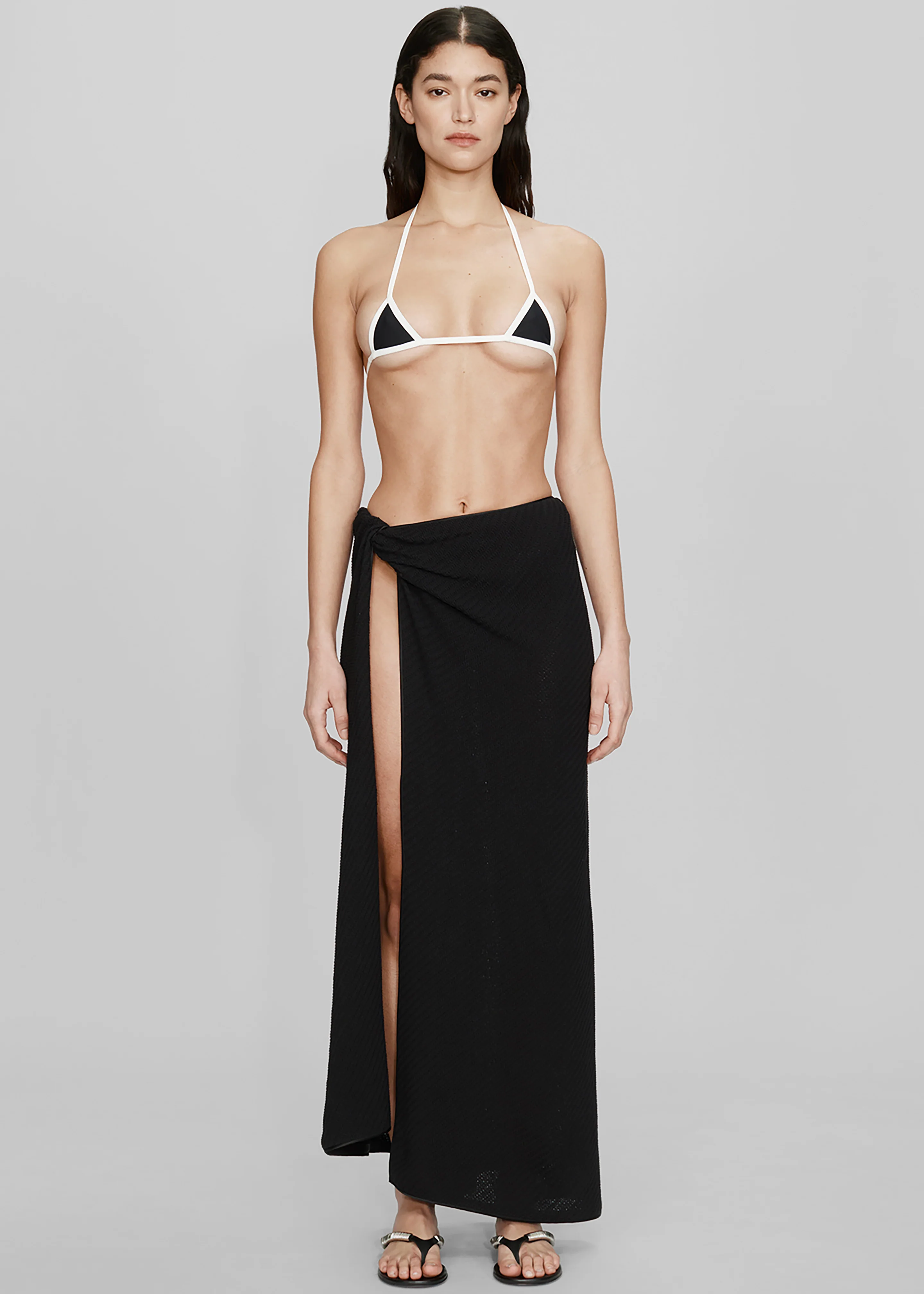 Christopher Esber Vertical Knit Twist Sarong Skirt - Black - Image 2