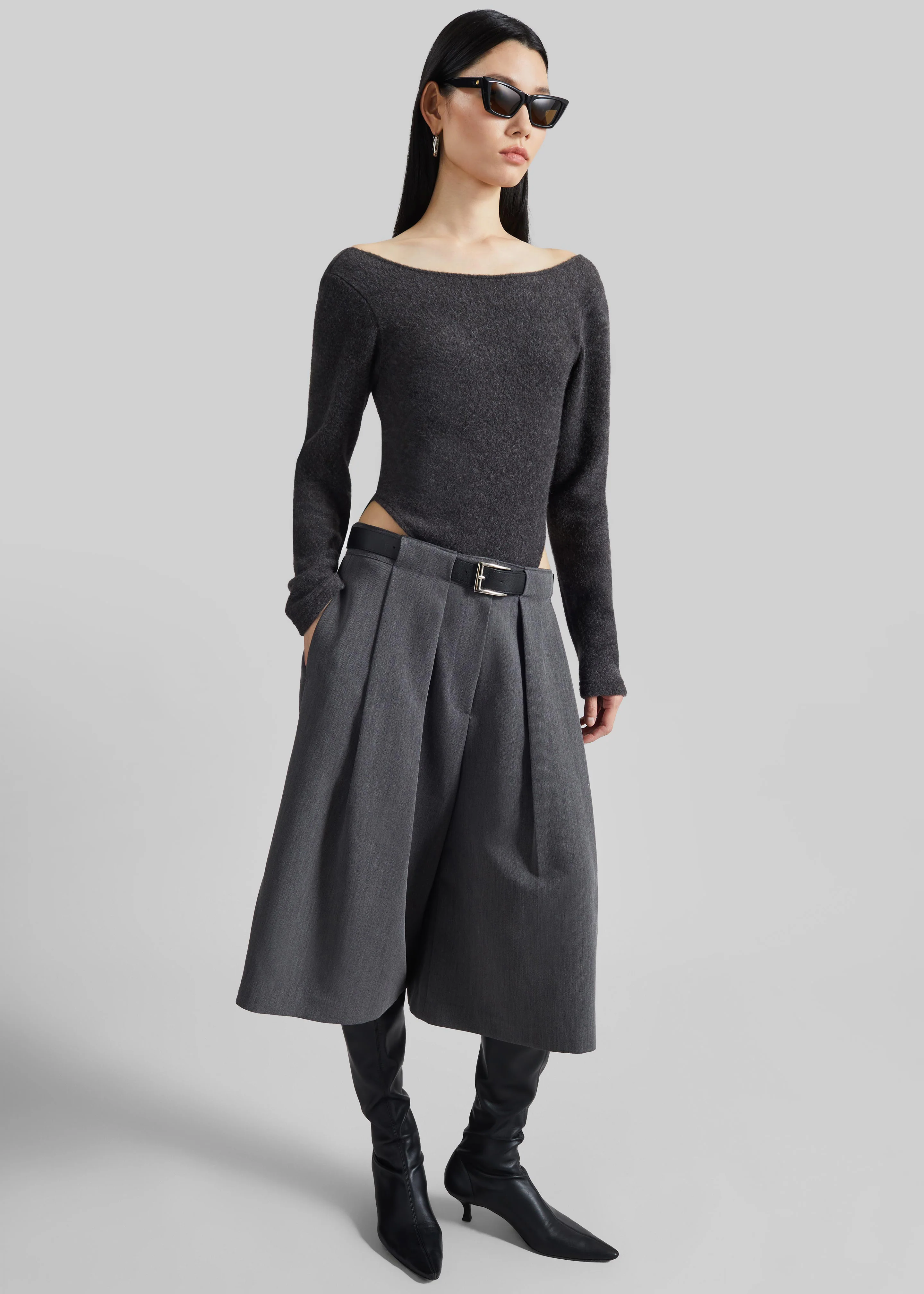 Civray Brushed Knit Bodysuit - Charcoal - Image 5
