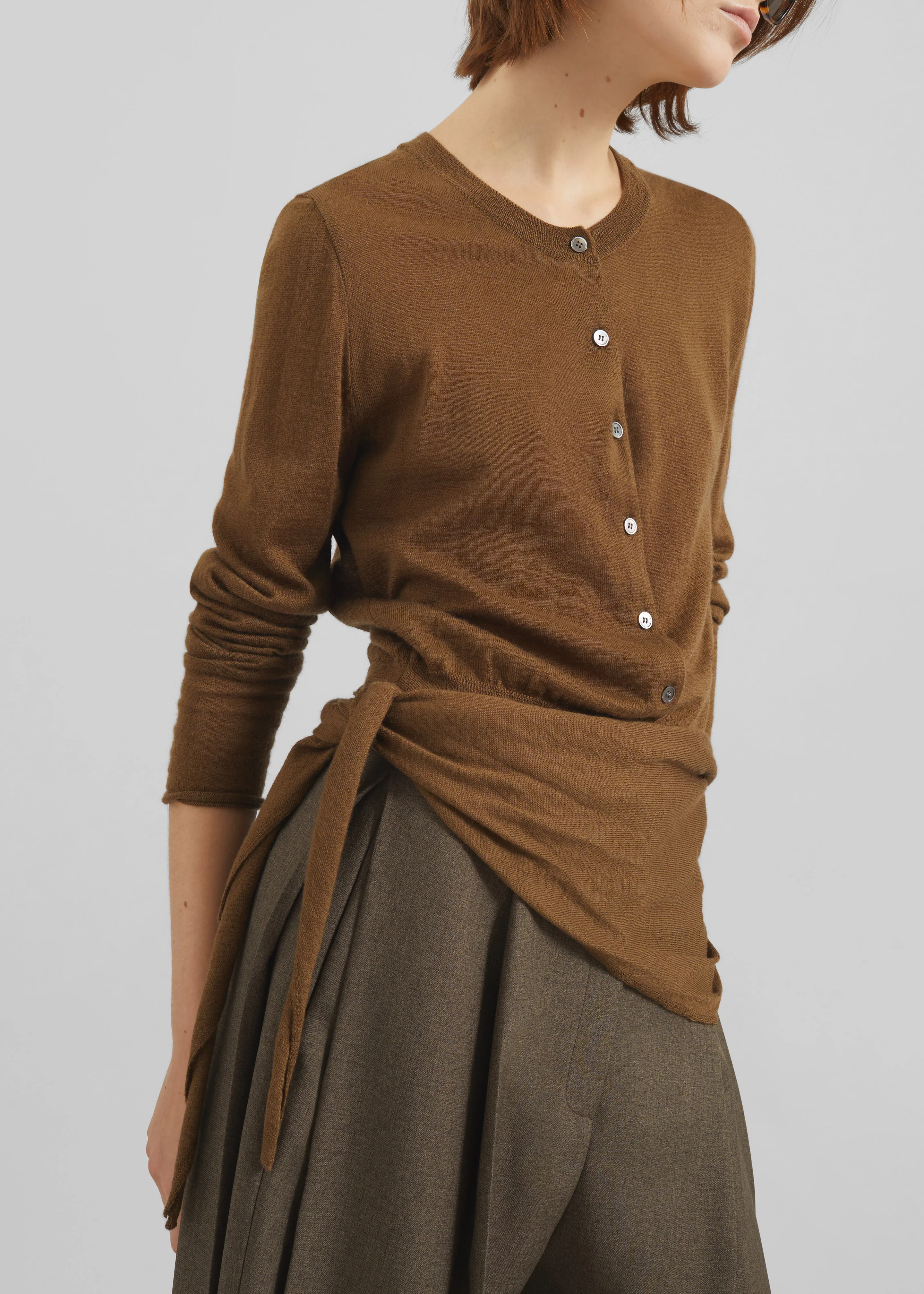 Clervaux Scarf Cardigan - Brown - Image 3