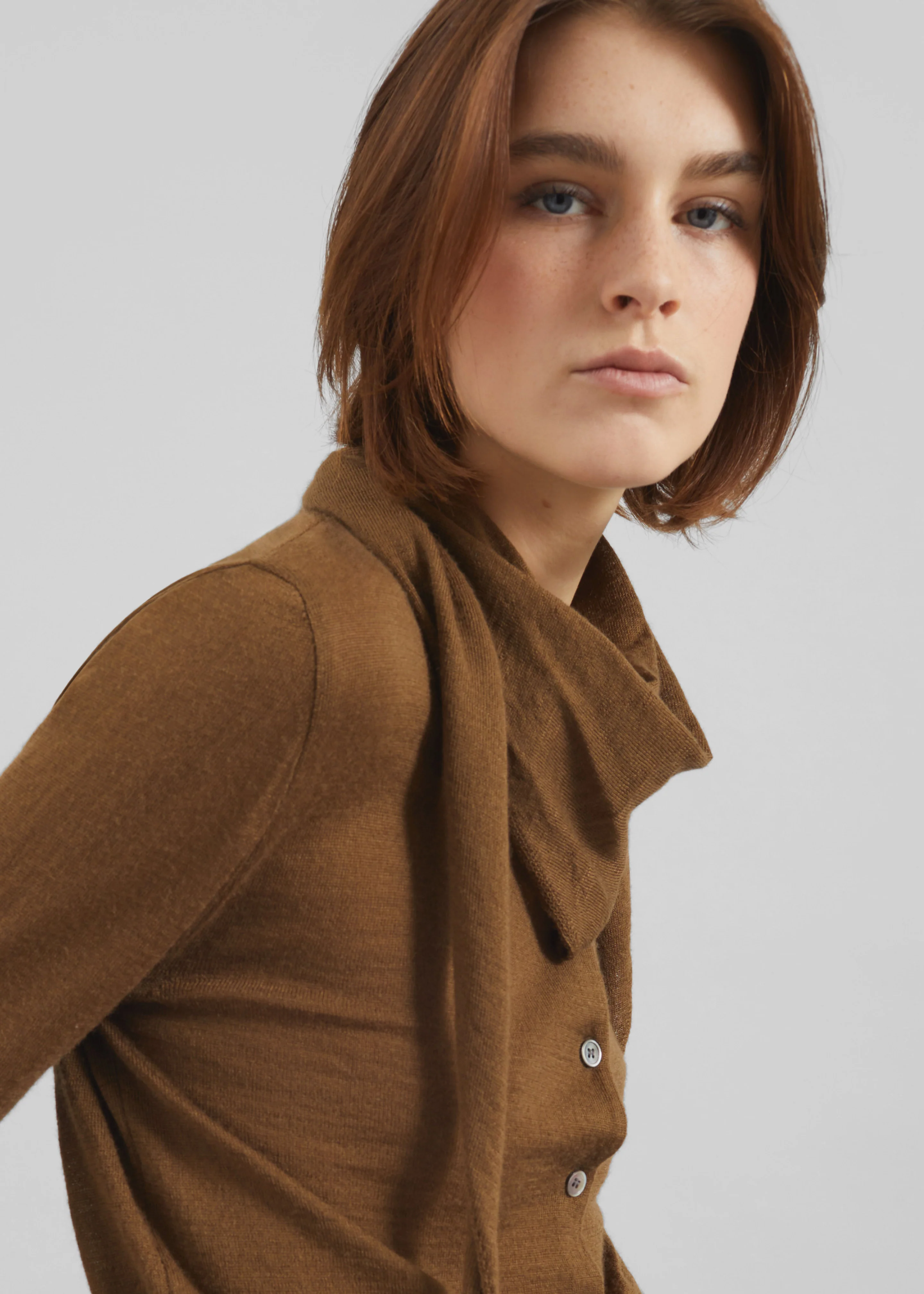 Clervaux Scarf Cardigan - Brown - Image 5