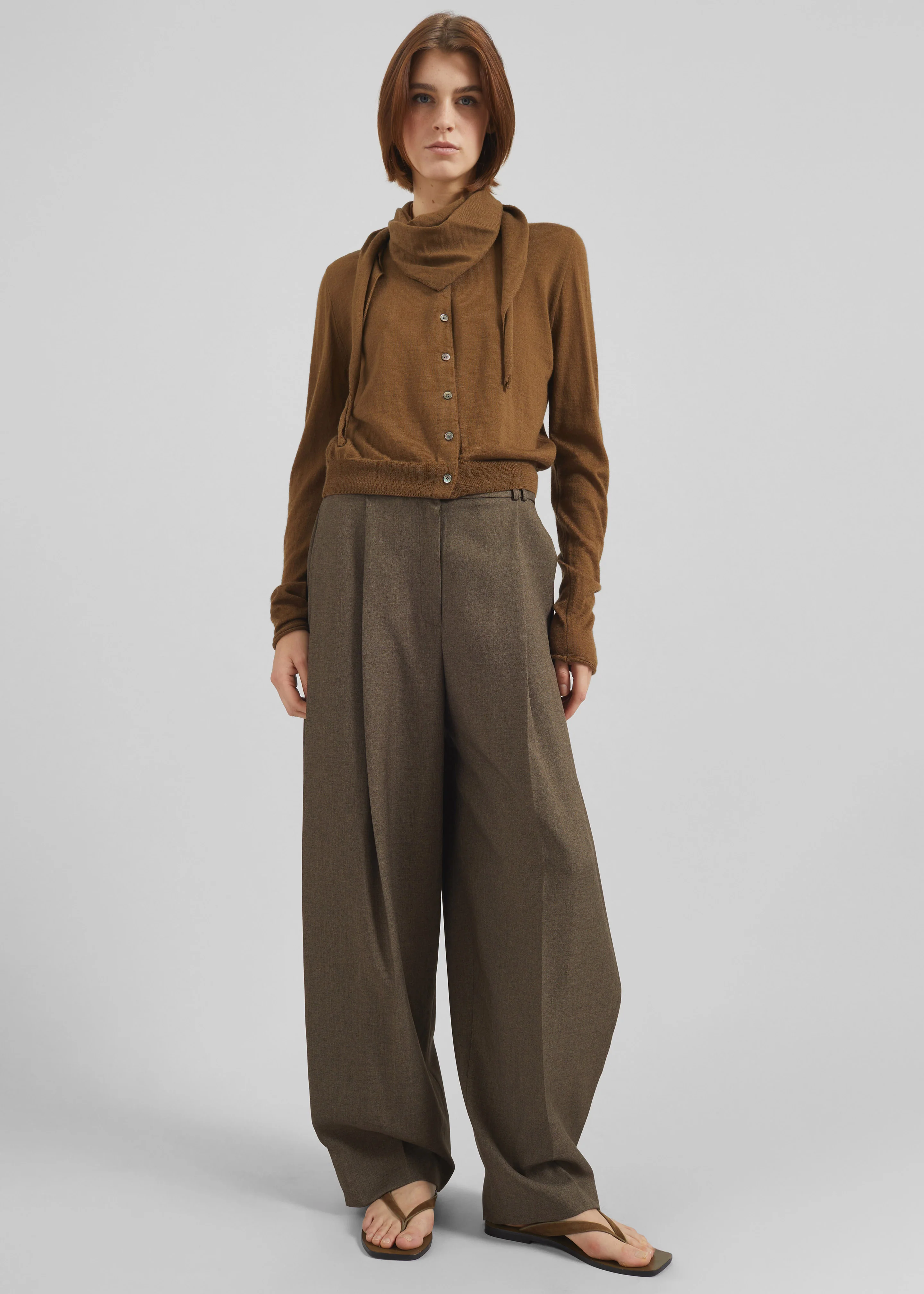 Clervaux Scarf Cardigan - Brown - Image 7