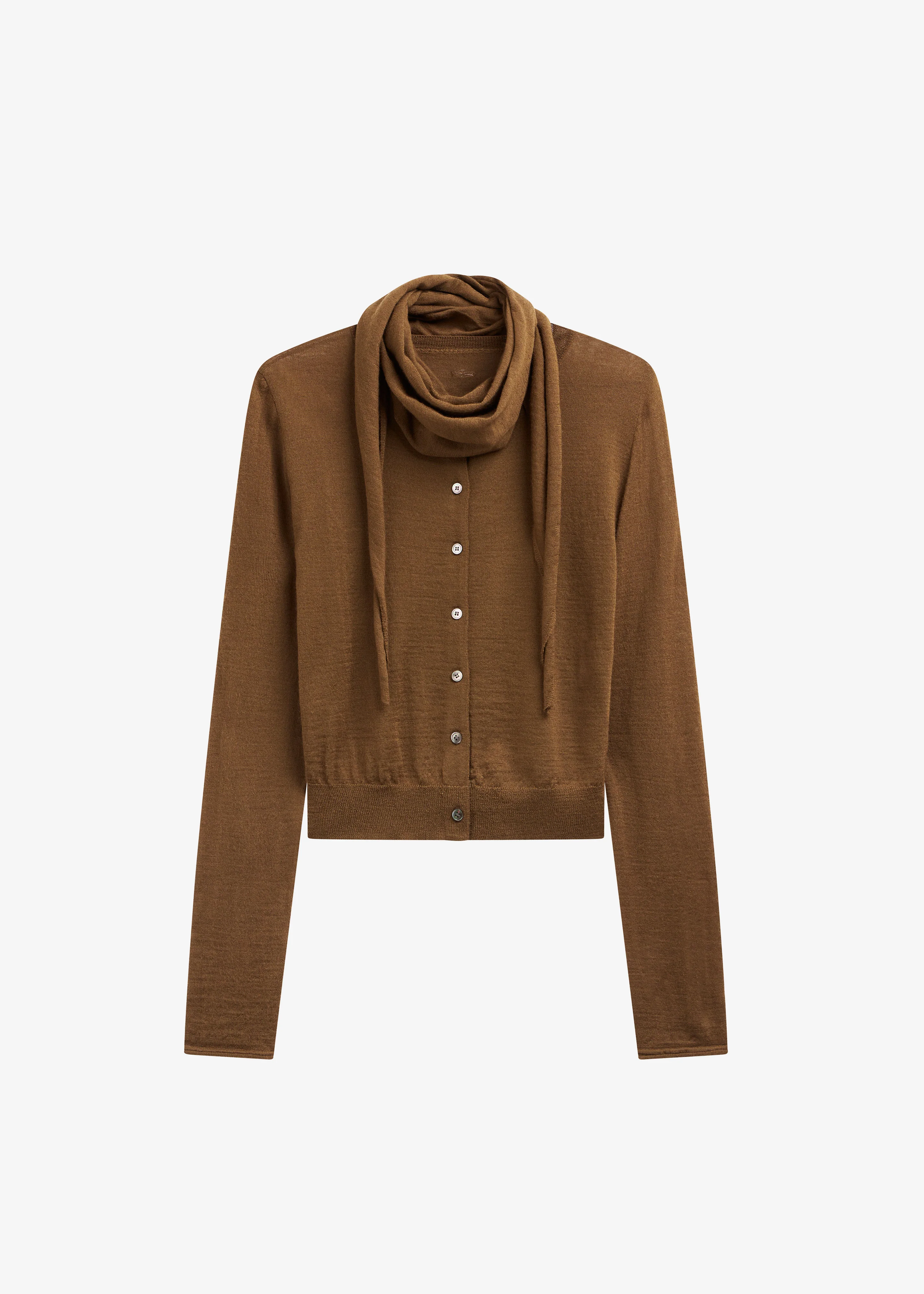 Clervaux Scarf Cardigan - Brown - Image 8