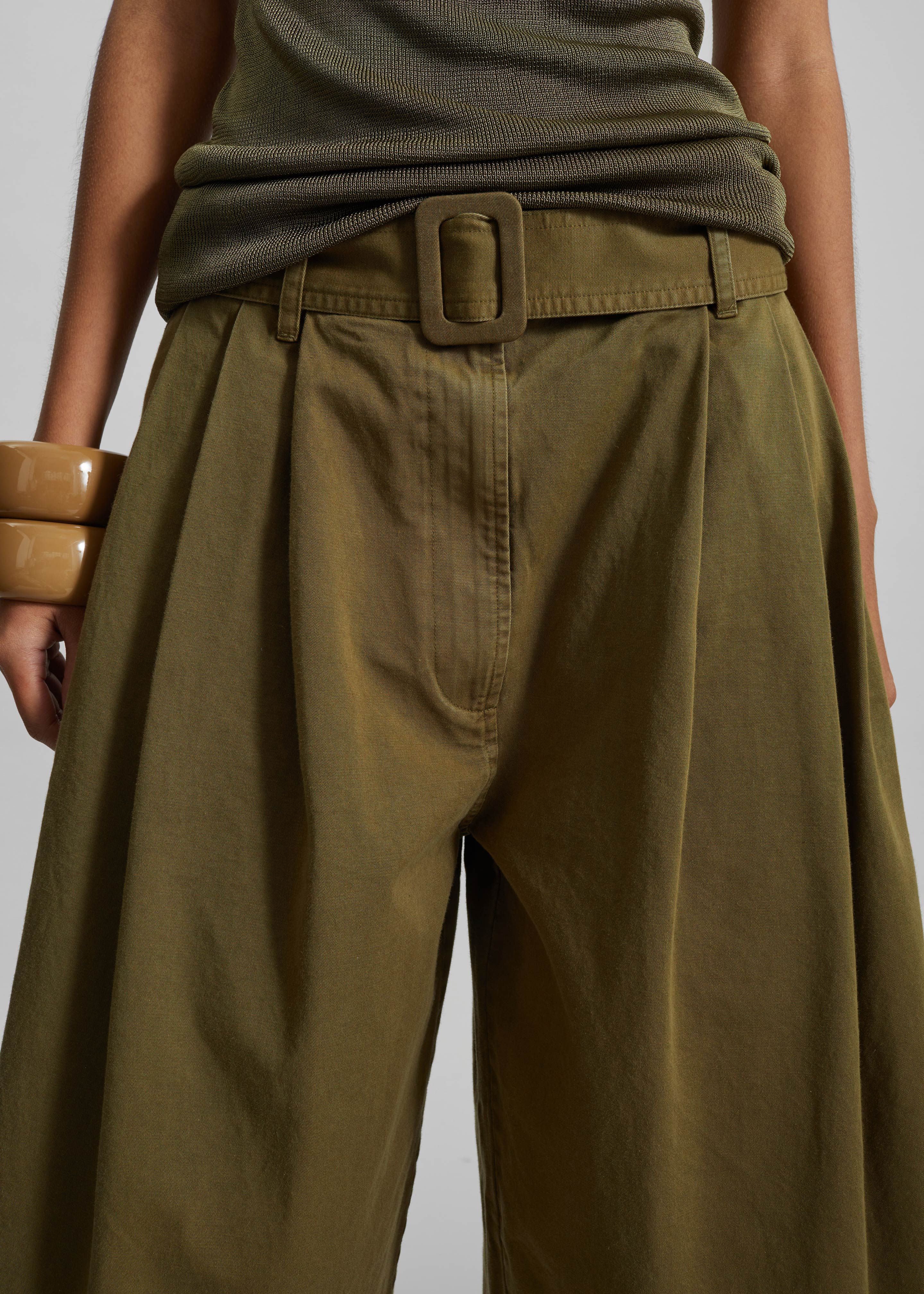 CO Garment Dye Pleated Culotte - Avocado - Image 6