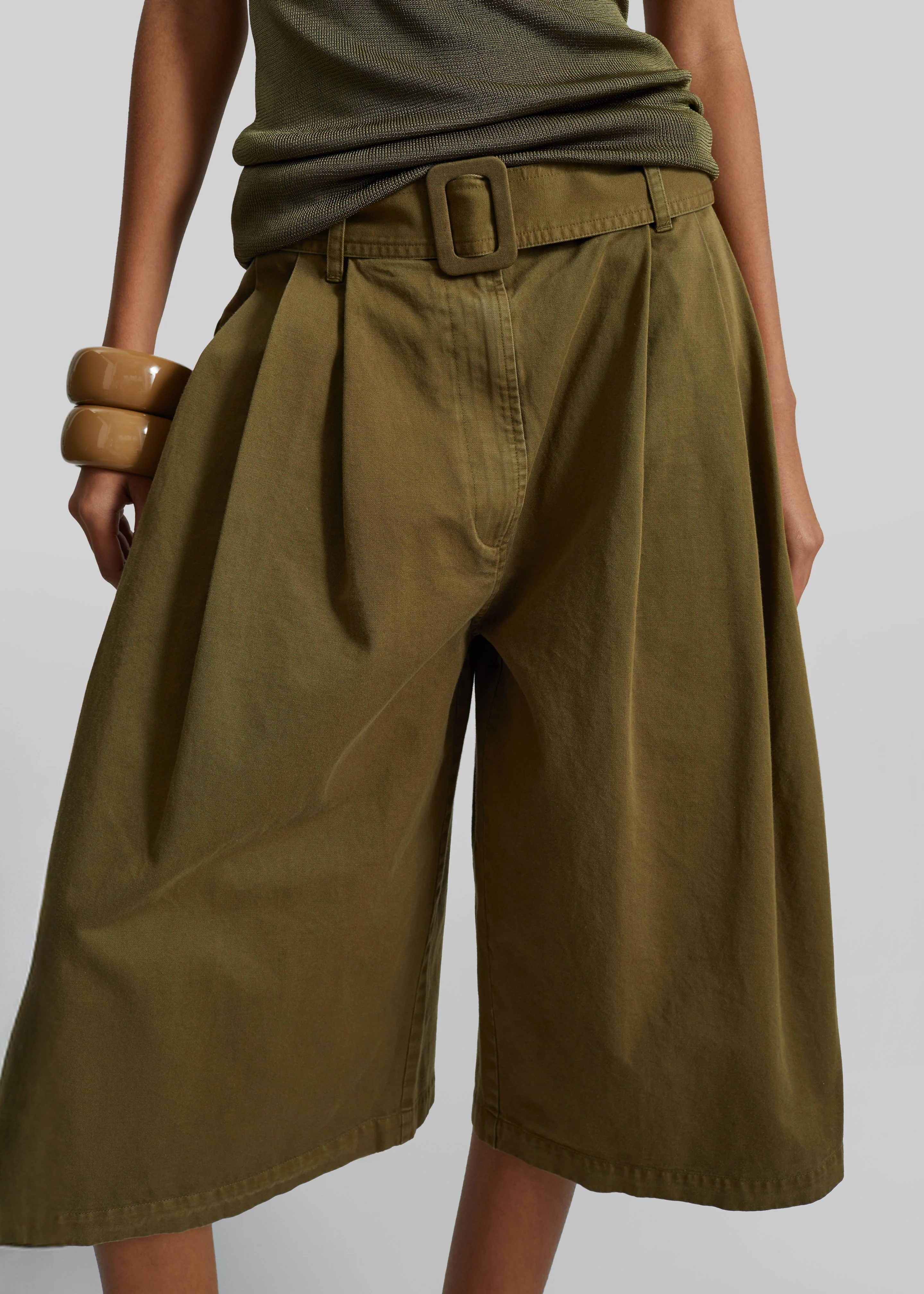 CO Garment Dye Pleated Culotte - Avocado - Image 7