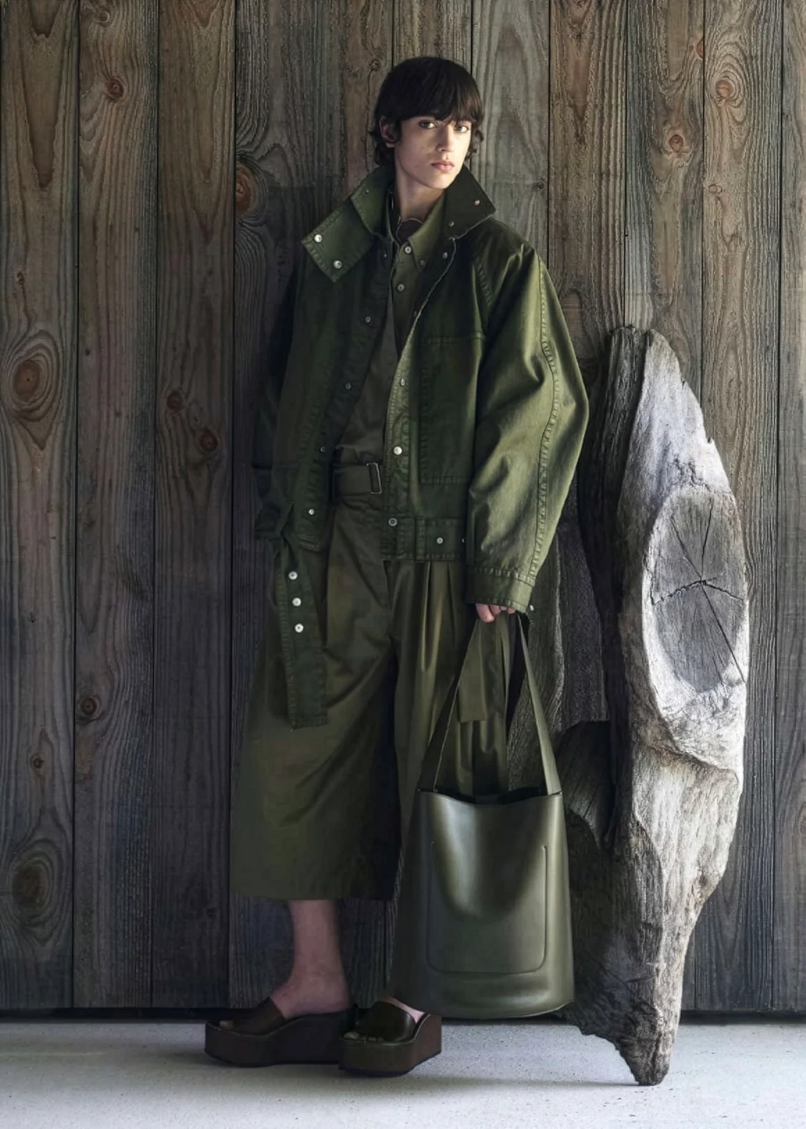 CO Garment Dye Pleated Culotte - Avocado - Image 8