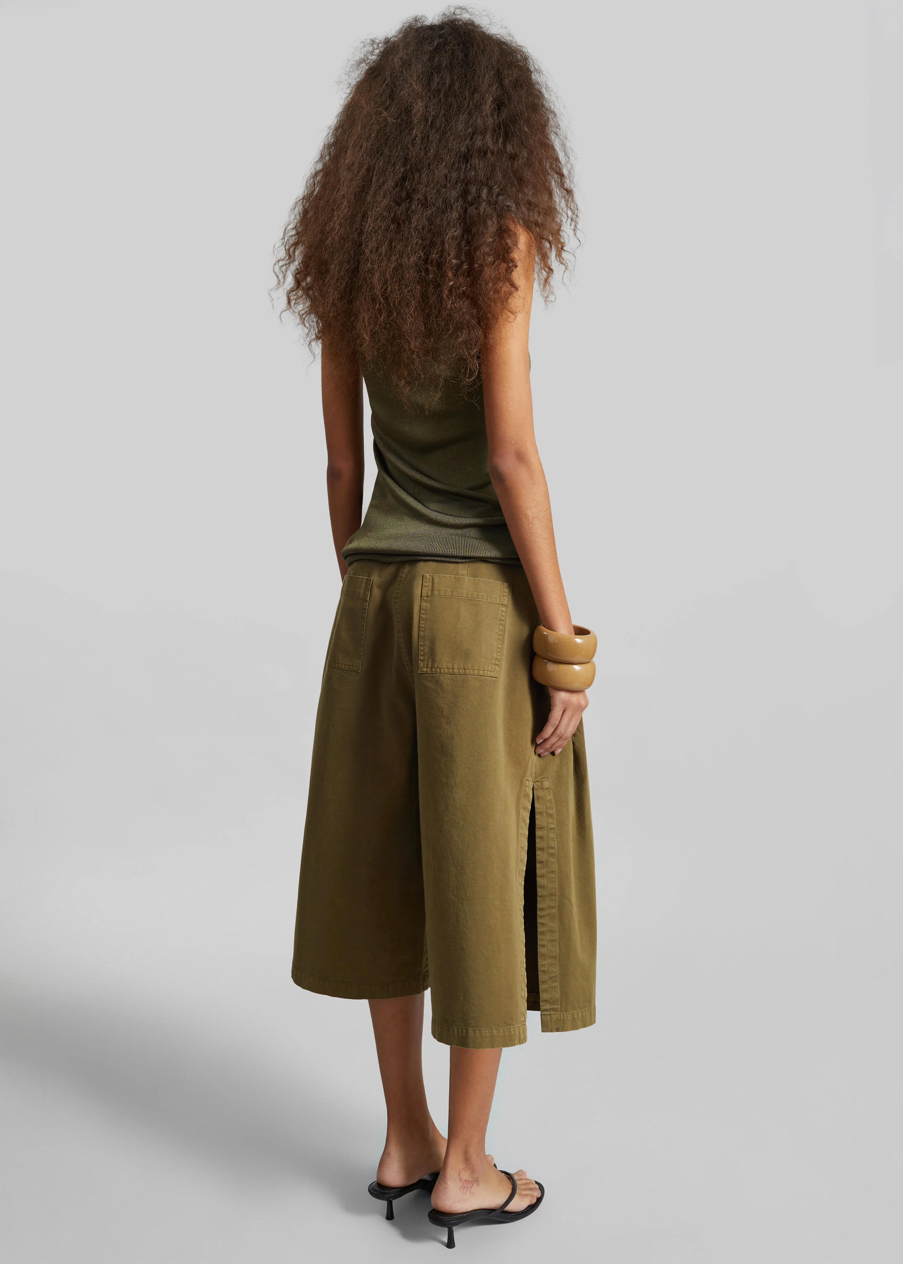 CO Garment Dye Pleated Culotte - Avocado - Image 9