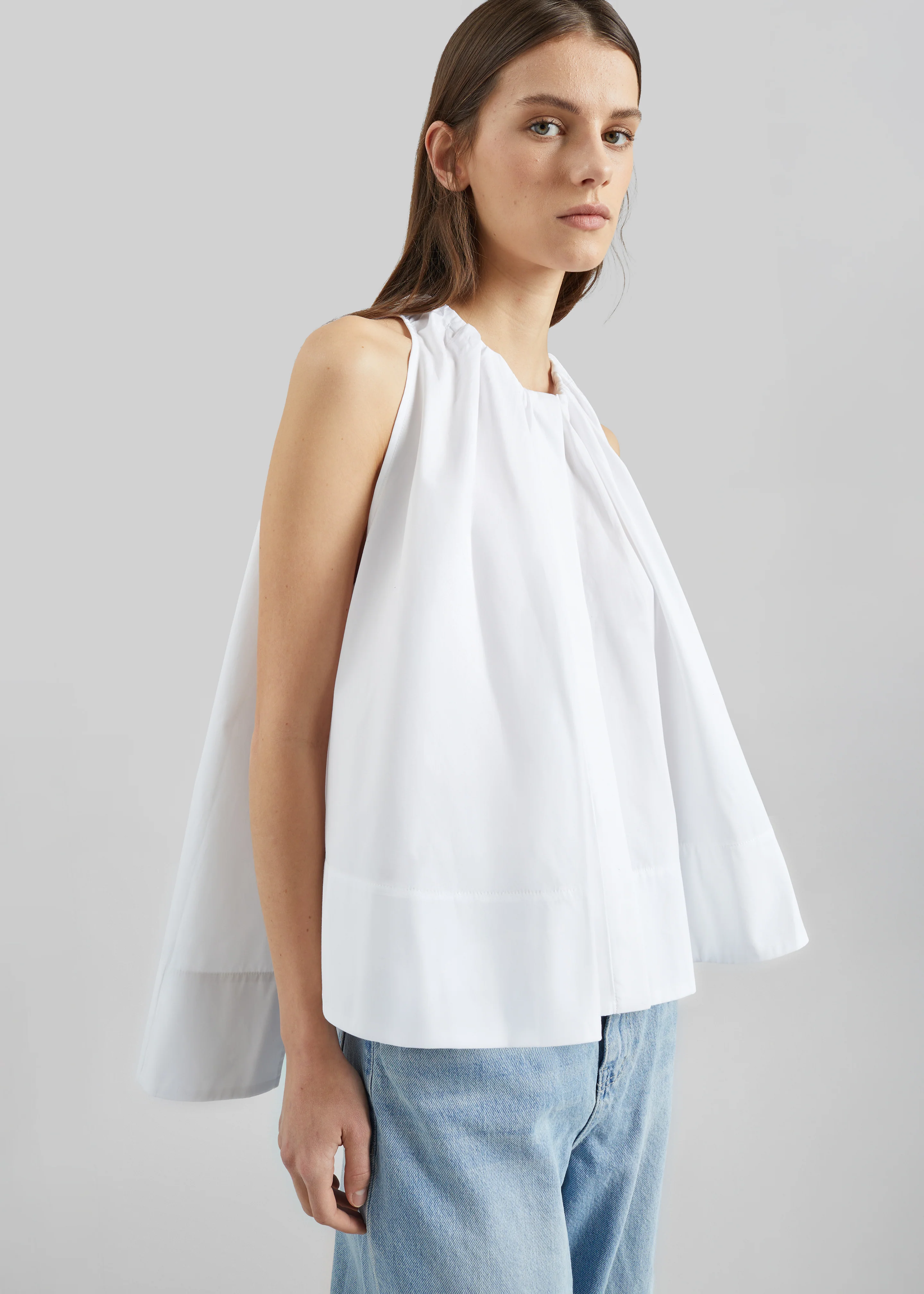 CO Gathered Tunic Shirt - White - Image 2