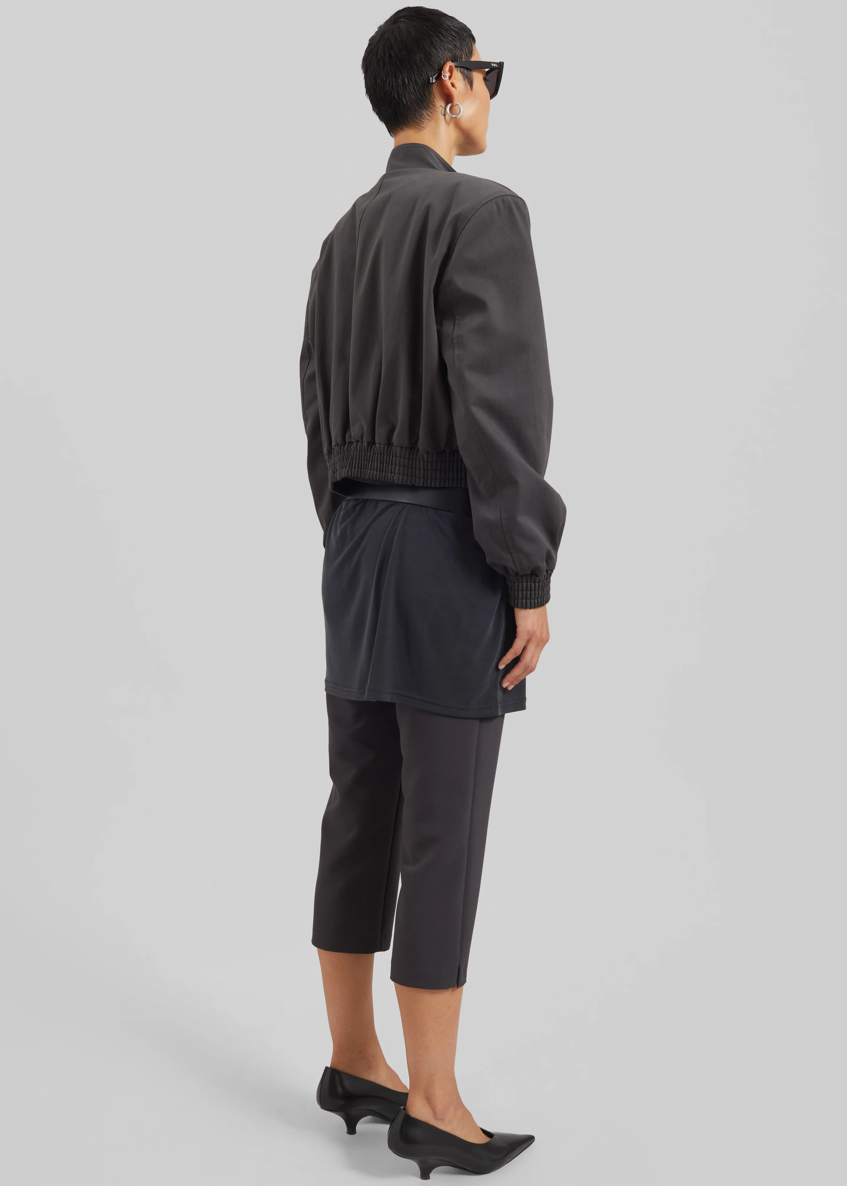 Cobain Padded Cropped Bomber - Charcoal - Image 9
