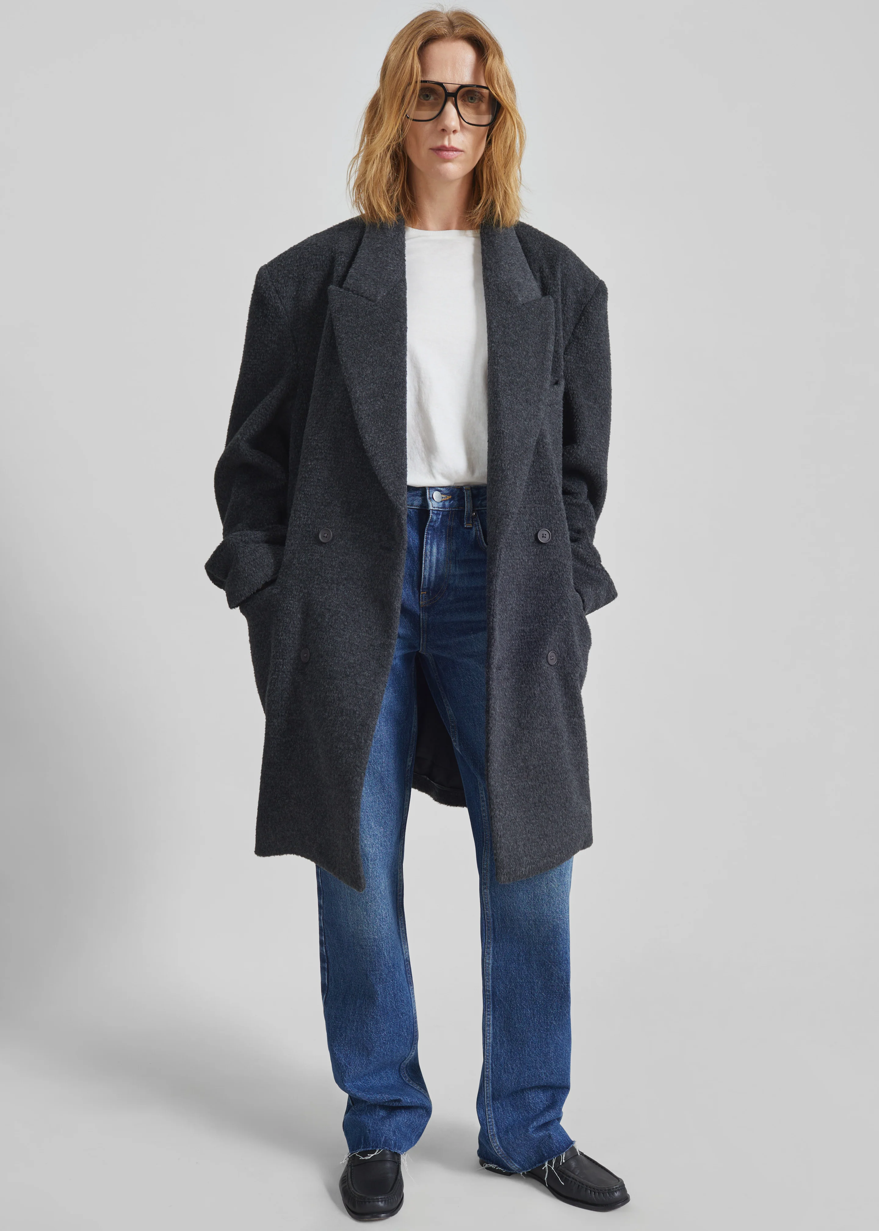 Coblence Textured Wool-Blend Coat - Dark Grey - Image 6